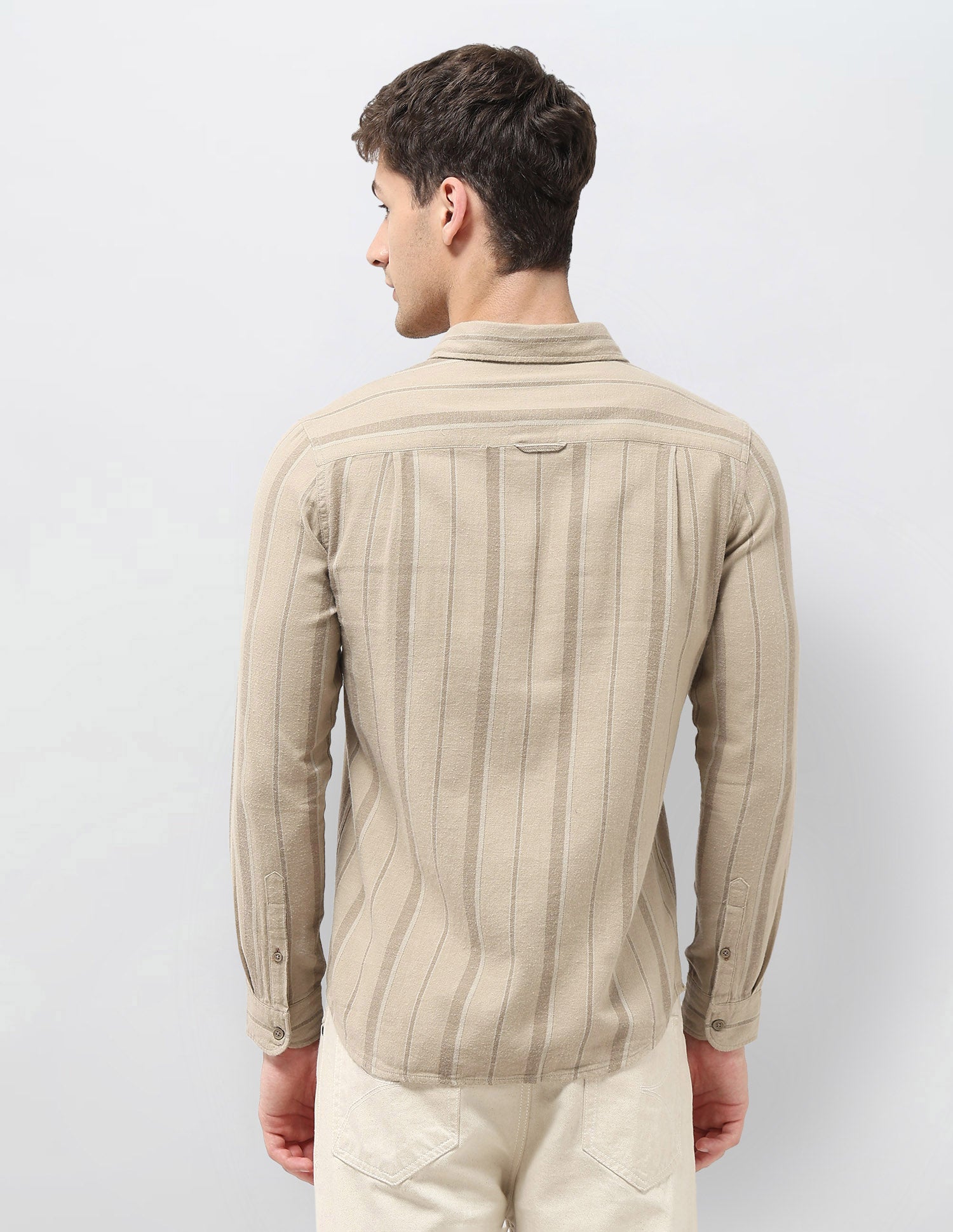 Vertical Striped Regular Fit Shirt Khaki - U.S. POLO ASSN. | Large