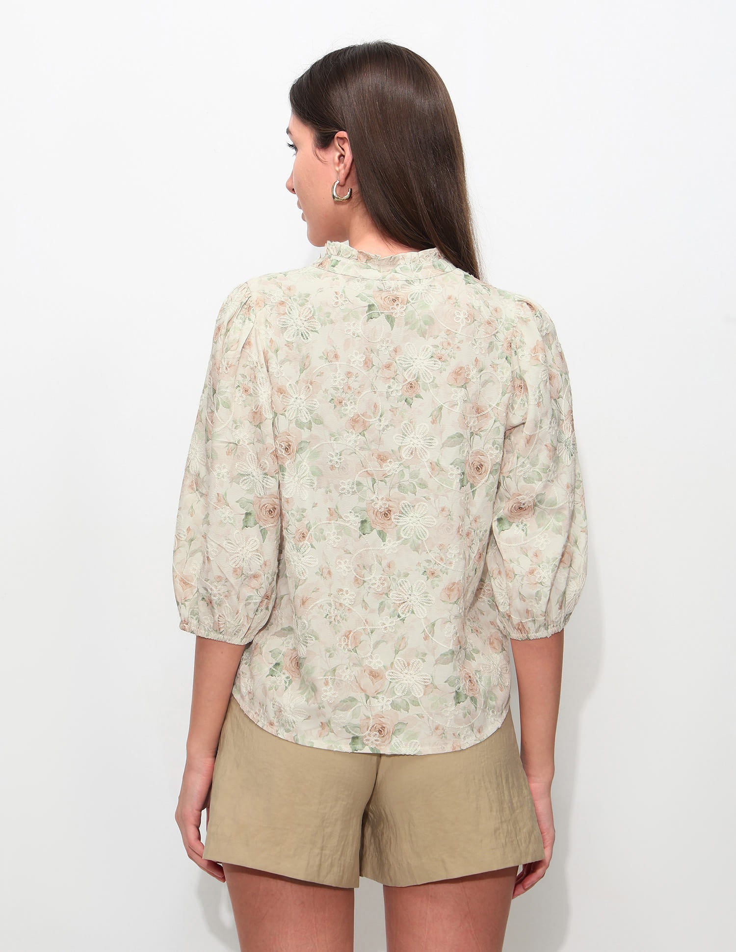 Relaxed Fit Floral Printed Top Beige - U.S. Polo Assn. India | Large