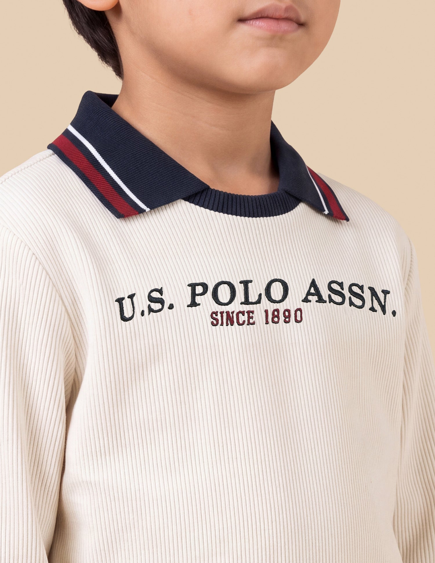 Solid Regular Fit Sweatshirt Ecru - U.S. Polo Assn. India | Large