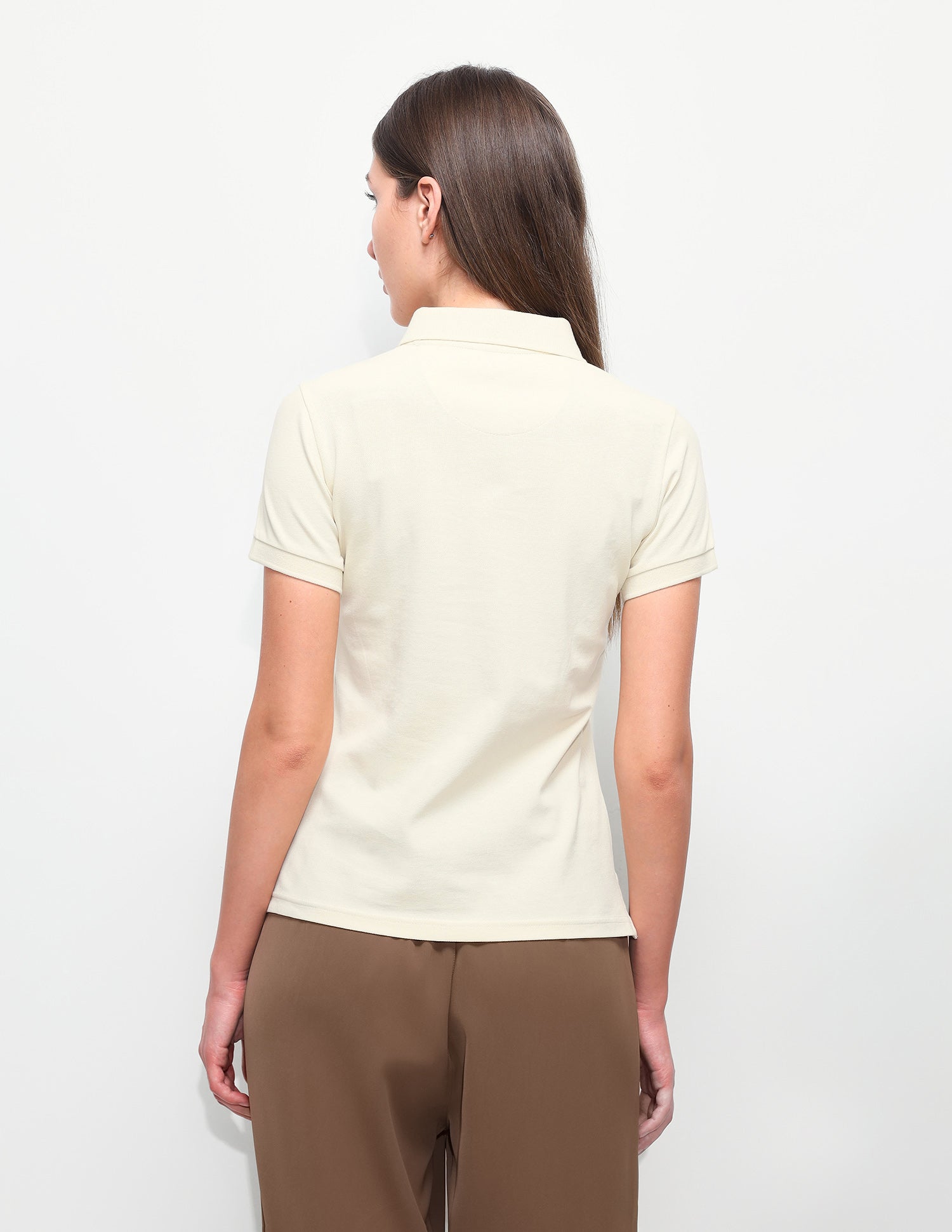 Solid Regular Fit Polo Shirt Ecru - U.S. Polo Assn. India | Large