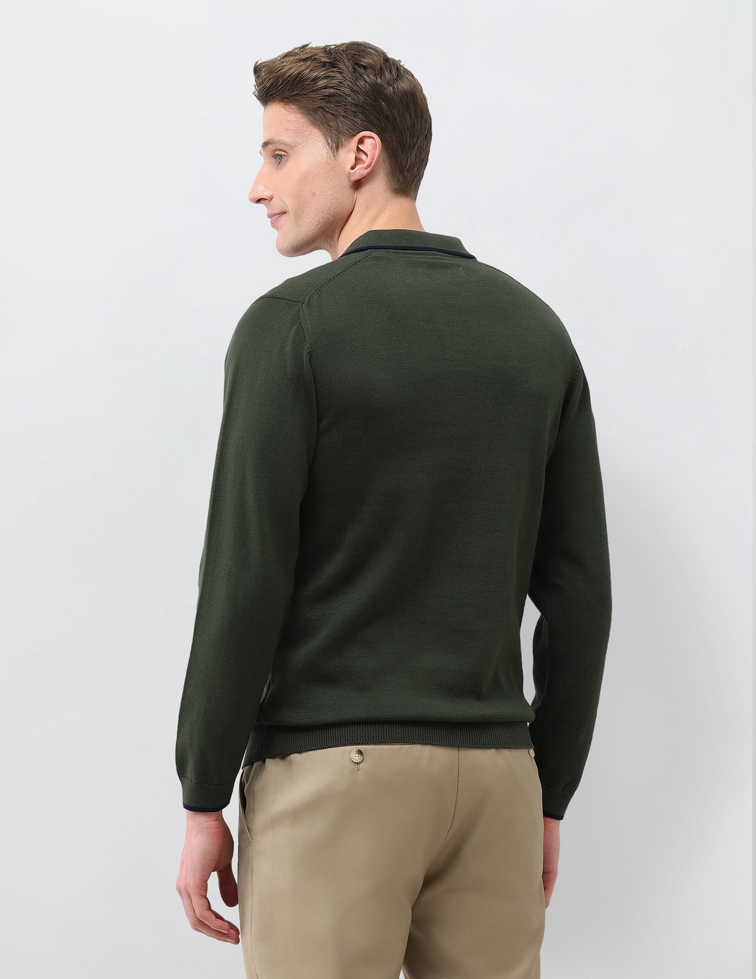 Solid Regular Fit Sweater Olive - U.S. Polo Assn. India | Large