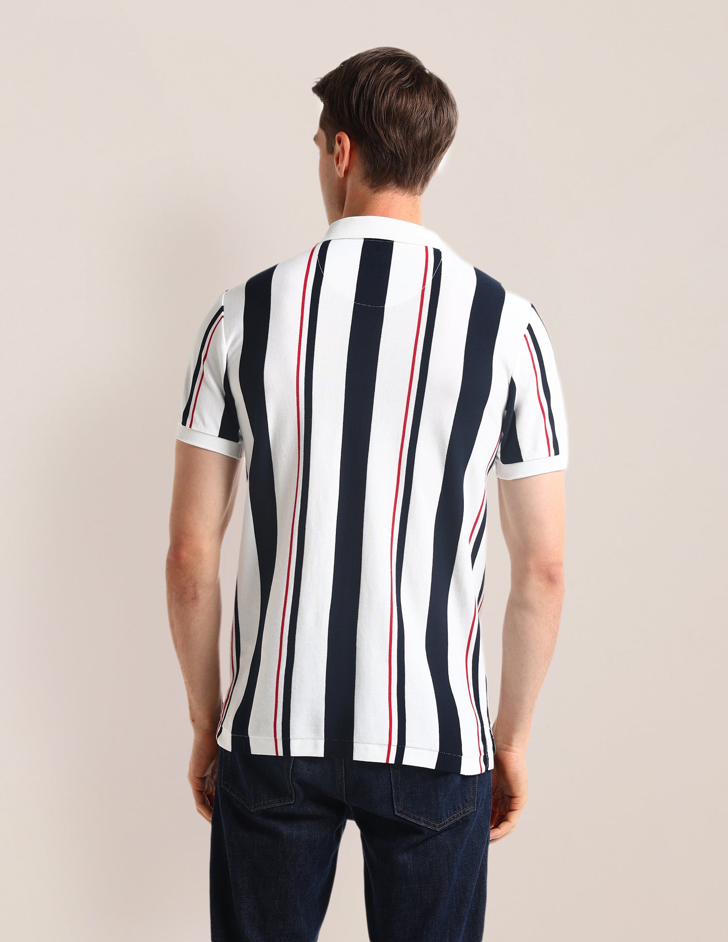 Vertical Striped Slim Fit Polo Shirt White - U.S. POLO ASSN. | Large