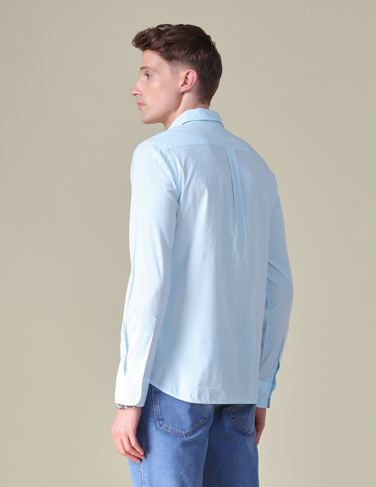 Gingham Checked Tailored Fit Shirt Blue - U.S. POLO ASSN. | Large