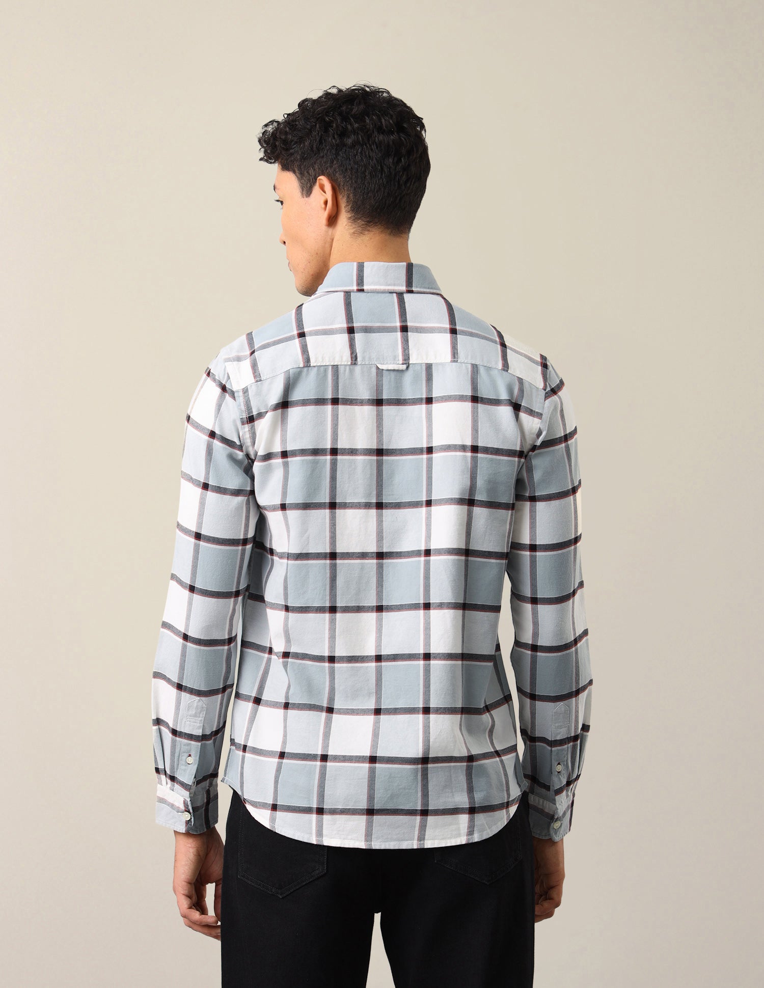 Twill Windowpane Checked Shirt Grey - U.S. Polo Assn. India | Large