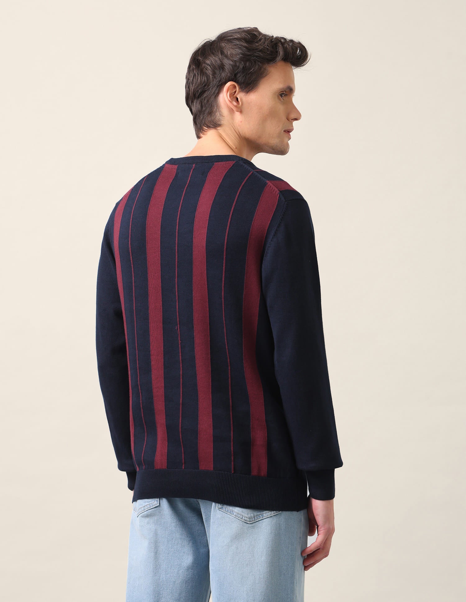 Regular Fit Striped Sweater Navy - U.S. Polo Assn. India | Large