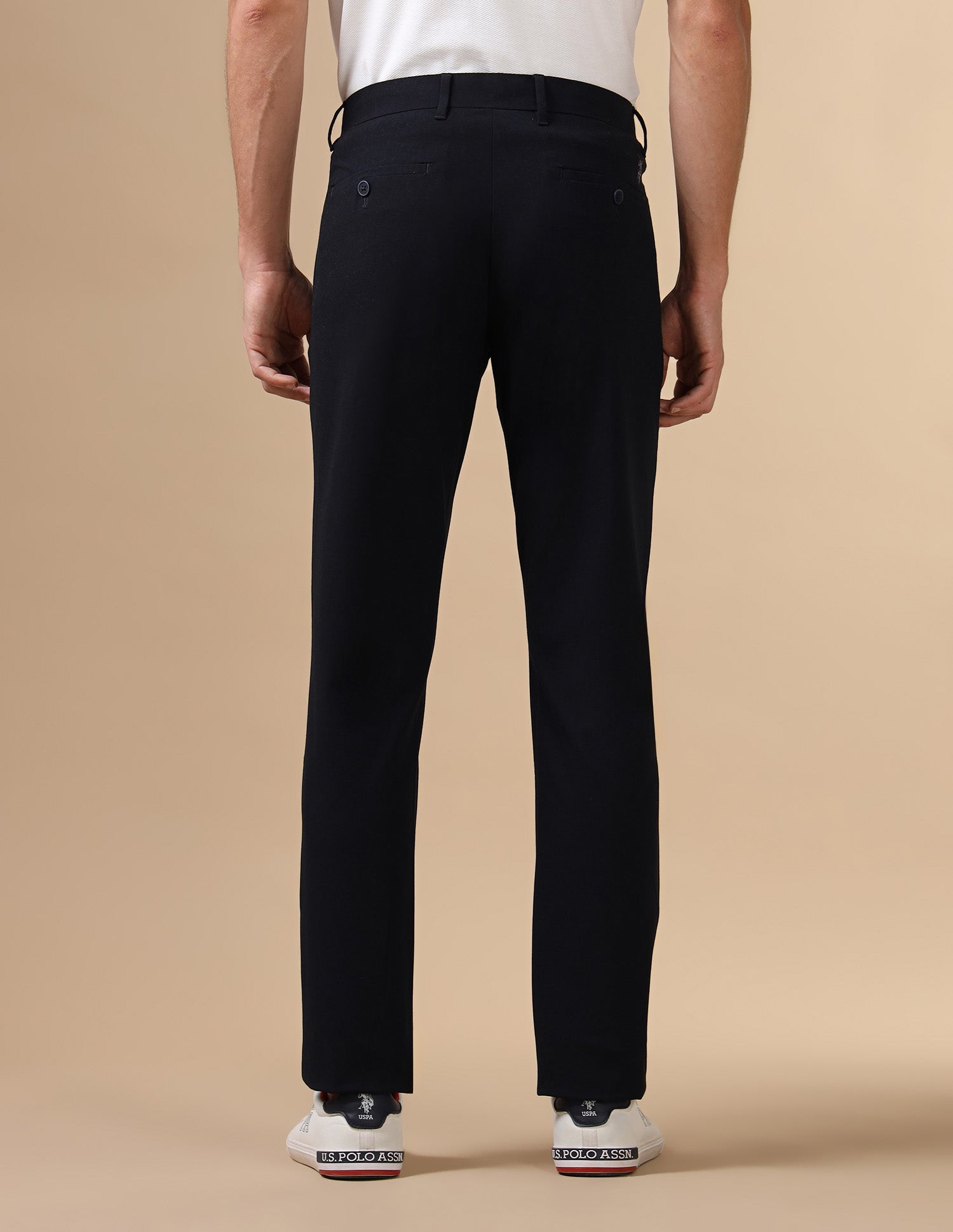Mid Rise Satin Trousers Navy - U.S. Polo Assn. India | Large