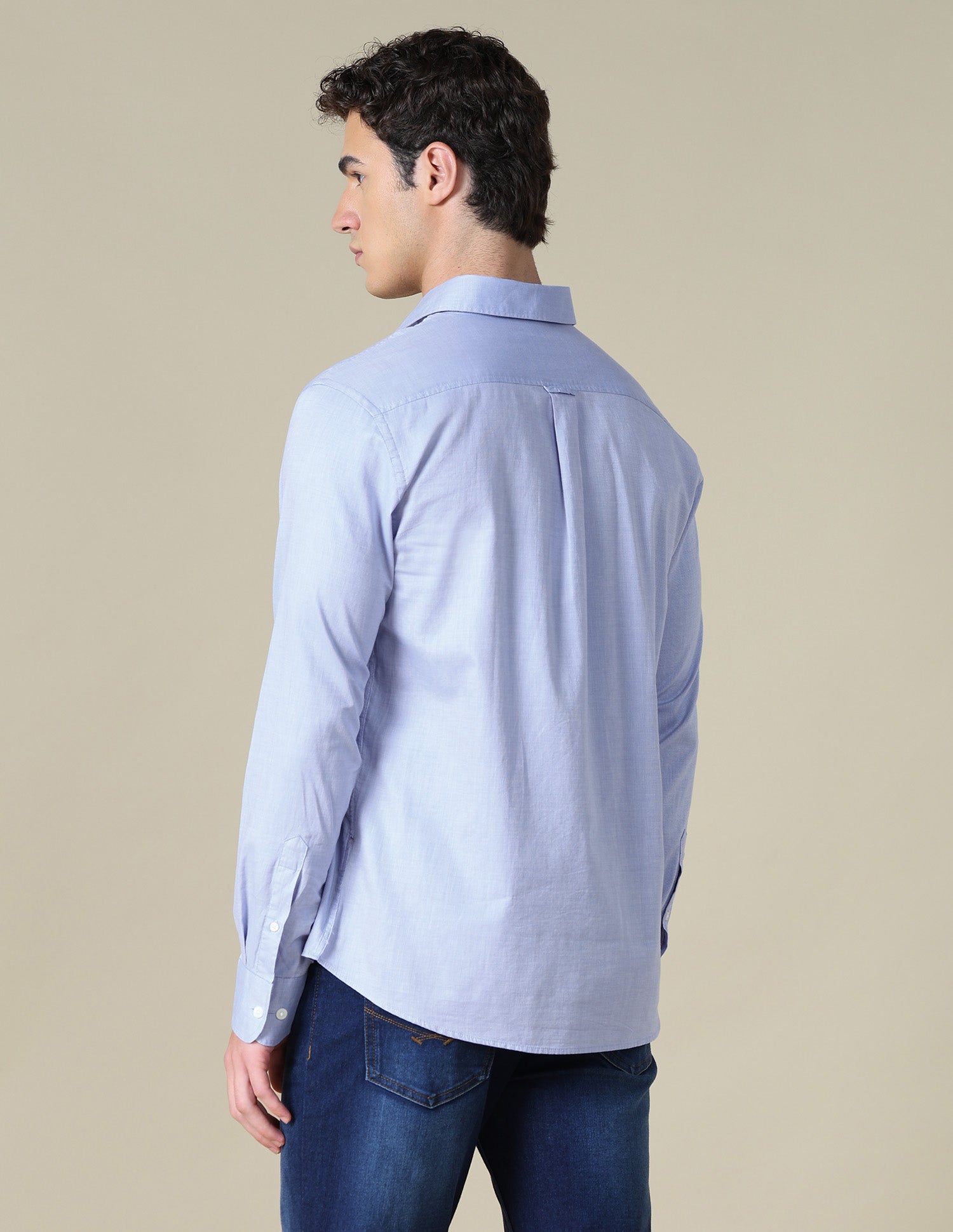 Textured Tailored Fit Shirt Light Blue - U.S. Polo Assn. India | Large