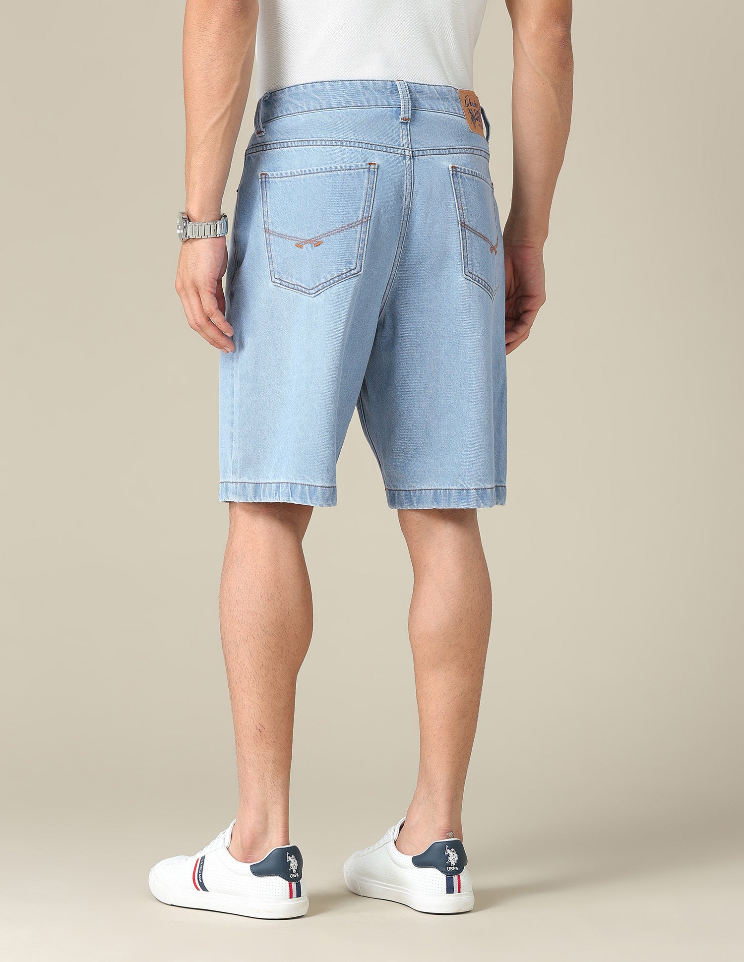 Mid Rise Solid Denim Shorts Blue - U.S. POLO ASSN. | Large