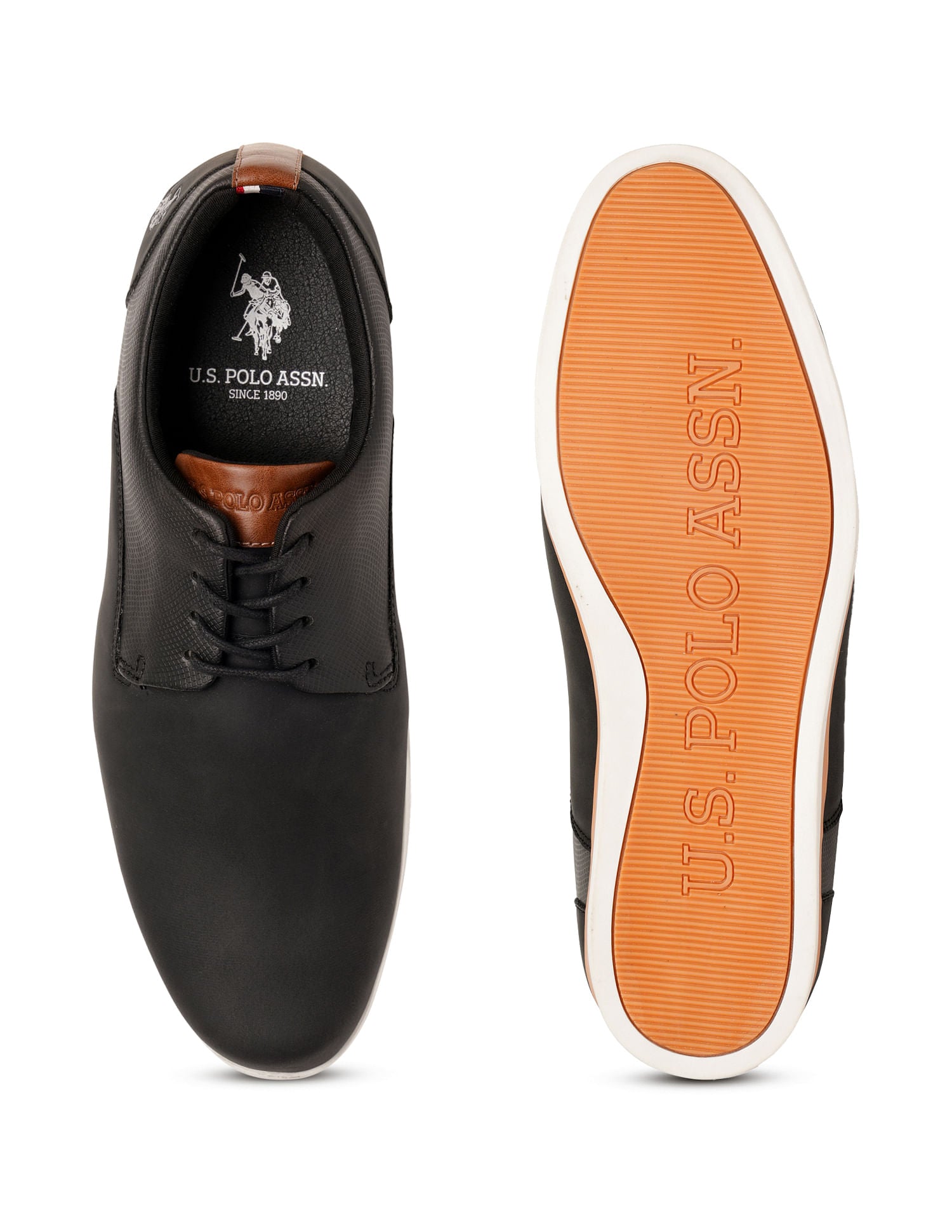 Men Clest Black Work Casuals Lace Up Shoes Black - U.S. POLO ASSN. | Large