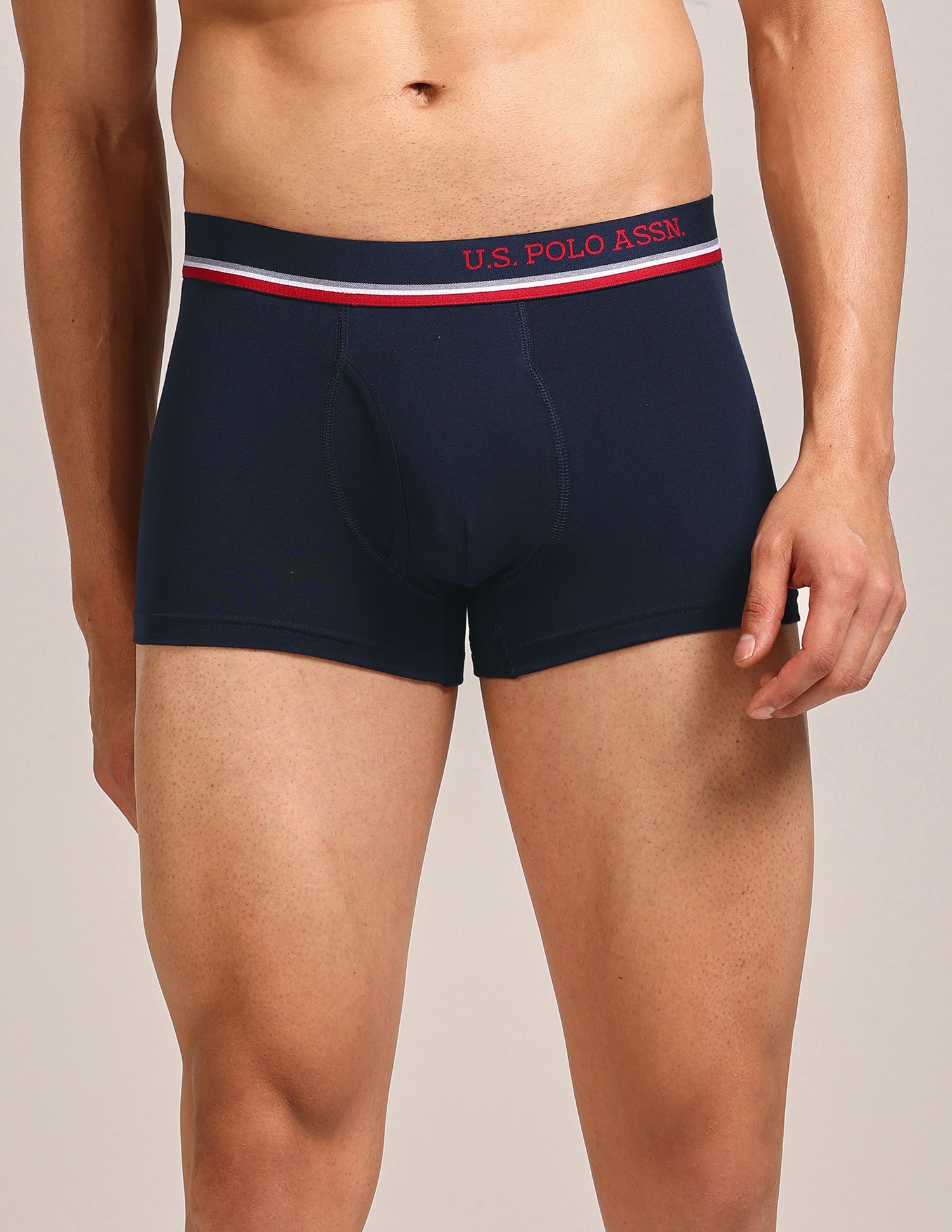Men's Cotton Trunk - Pack Of 2 Navy, Grey Melange - U.S. Polo Assn. India | Large