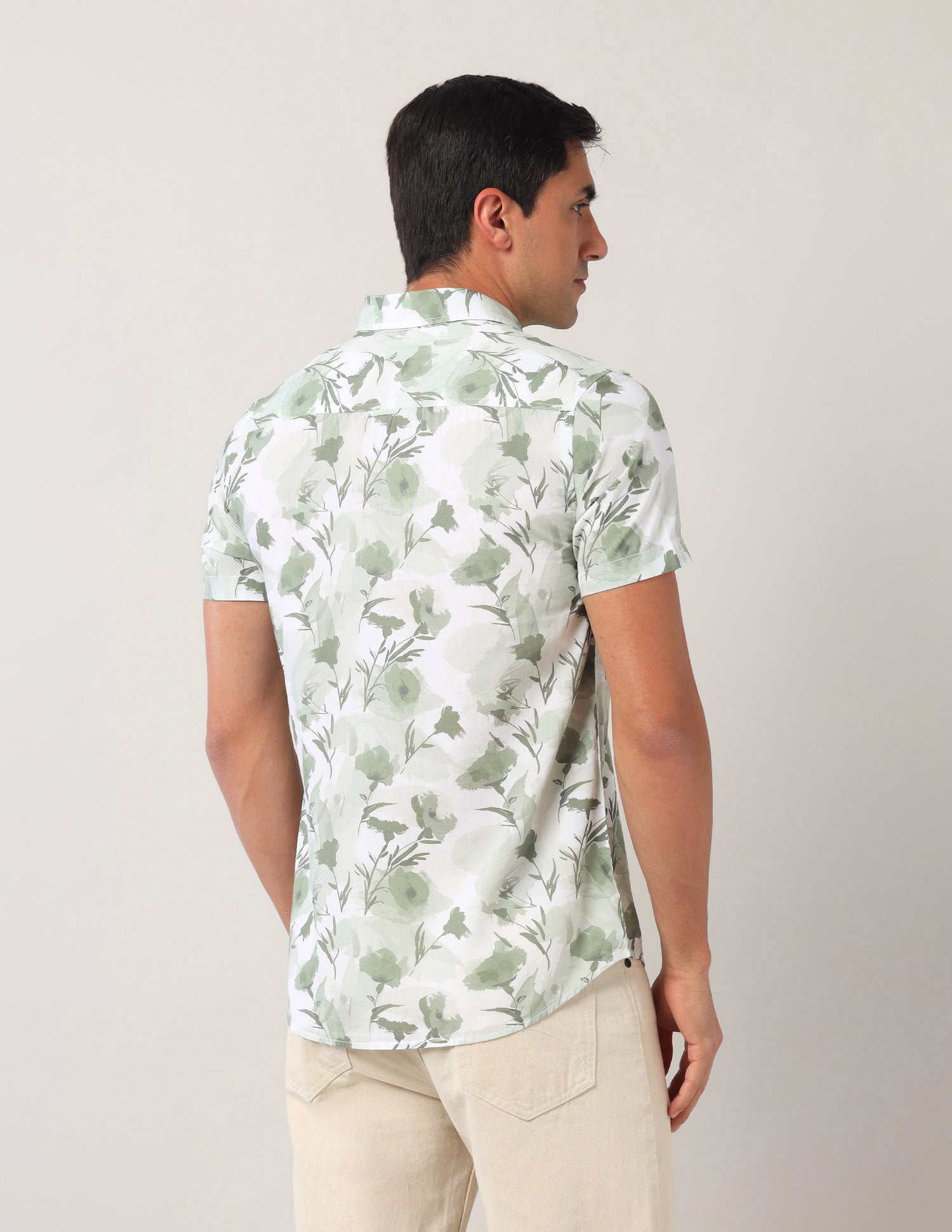 Floral Printed Poplin Shirt Grey - U.S. POLO ASSN. | Large