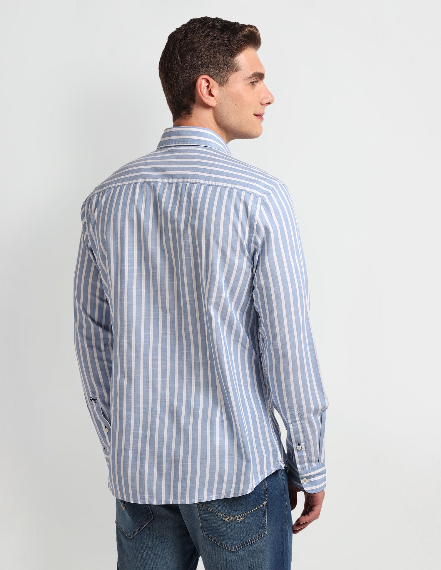 Vertical Stripe Slim Fit Shirt Blue - U.S. Polo Assn. India | Large