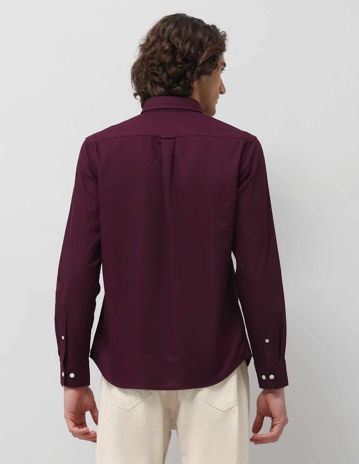 Tailored Fit Pure Cotton Shirt Burgundy - U.S. Polo Assn. India | Large