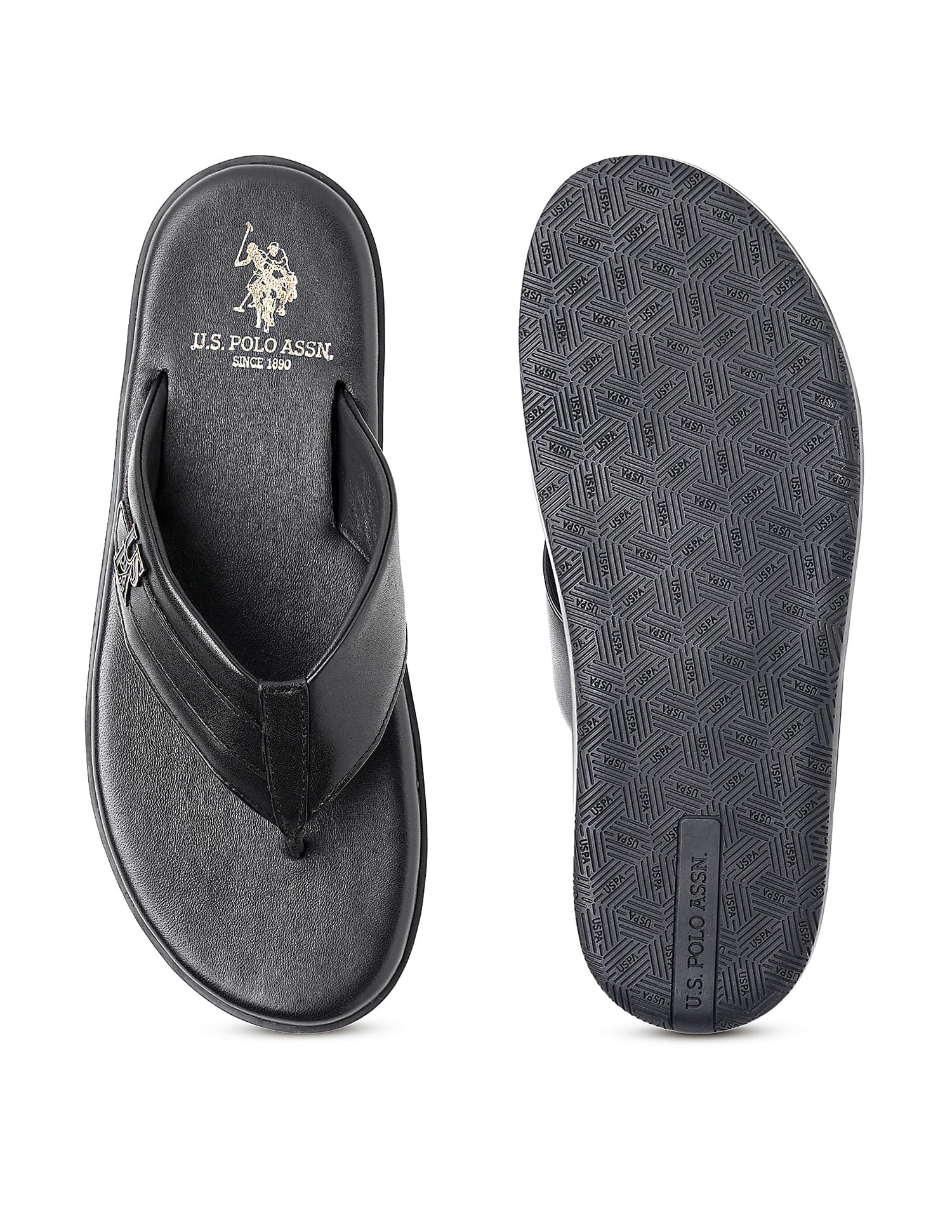 Men Broad Strap Hendrik Flip Flops Black - U.S. POLO ASSN. | Large