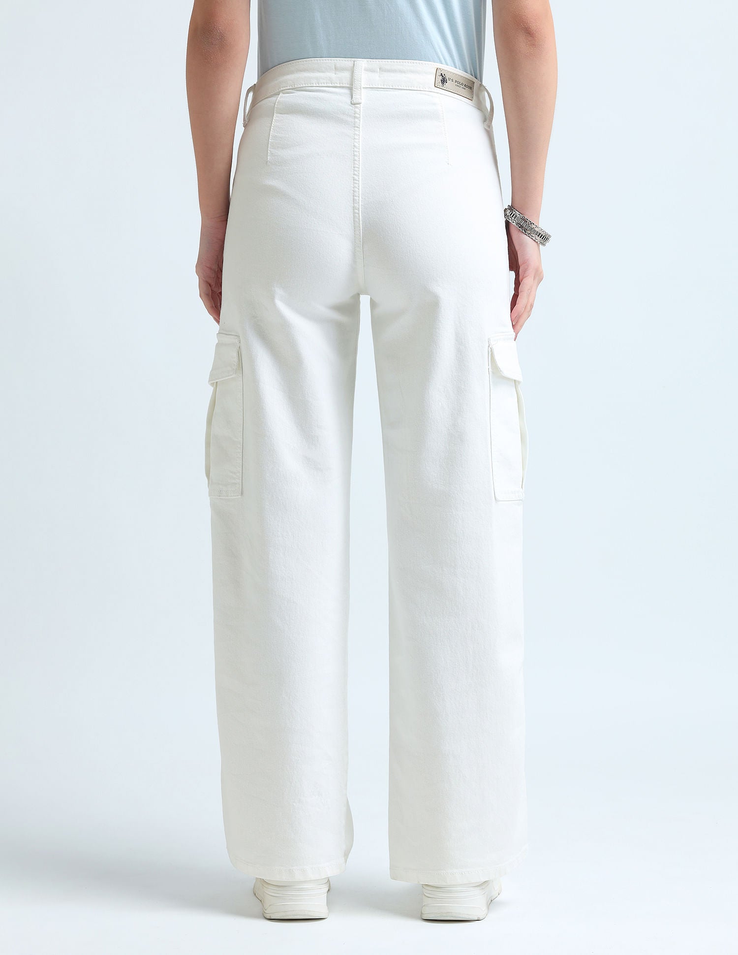 Wide Leg Cargo Fit White Jeans White - U.S. Polo Assn. India | Large