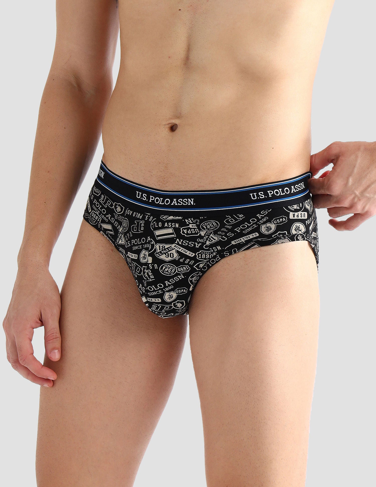 Elasticized Waist Printed I615 Briefs - Pack Of 2 Black and Navy - U.S. POLO ASSN. | Large