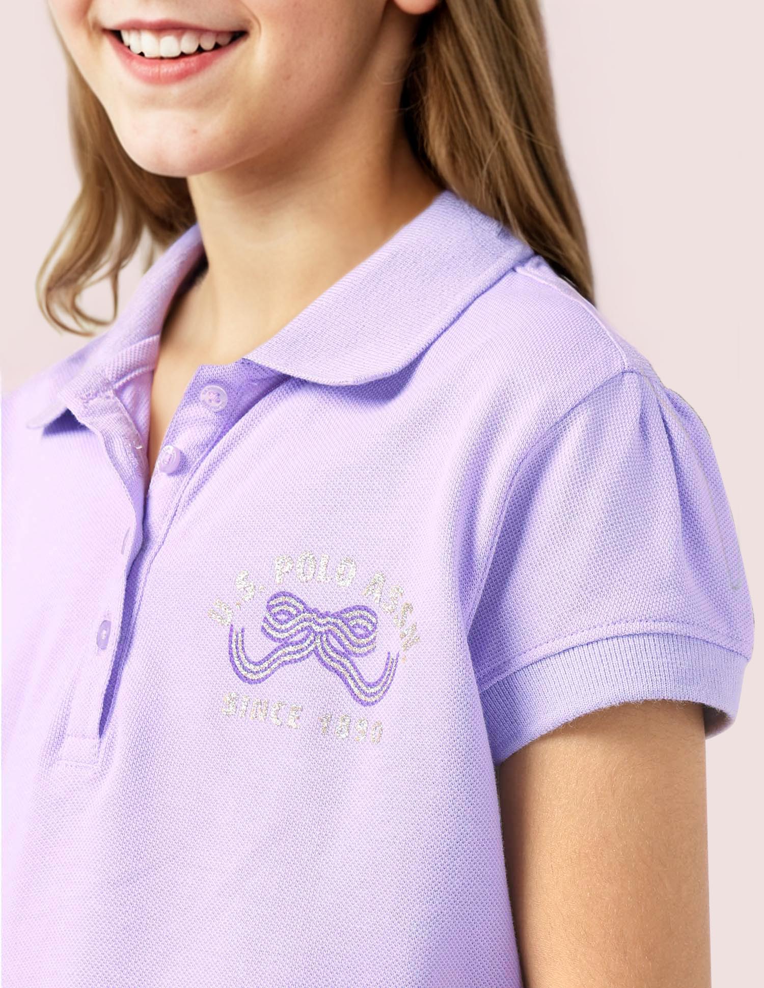 Girls Solid Polo Shirt Lavender - U.S. POLO ASSN. | Large
