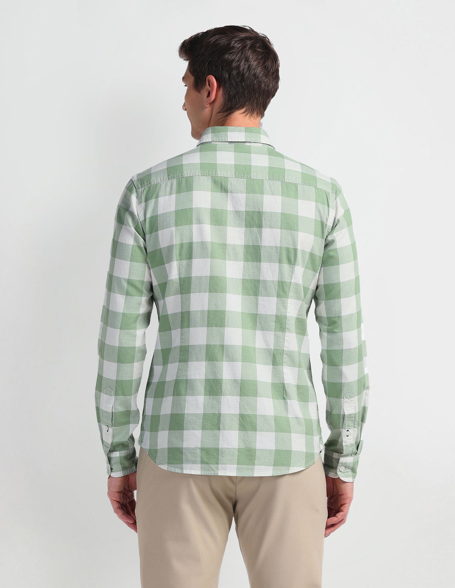 Gingham Check Slim Fit Shirt White - U.S. Polo Assn. India | Large