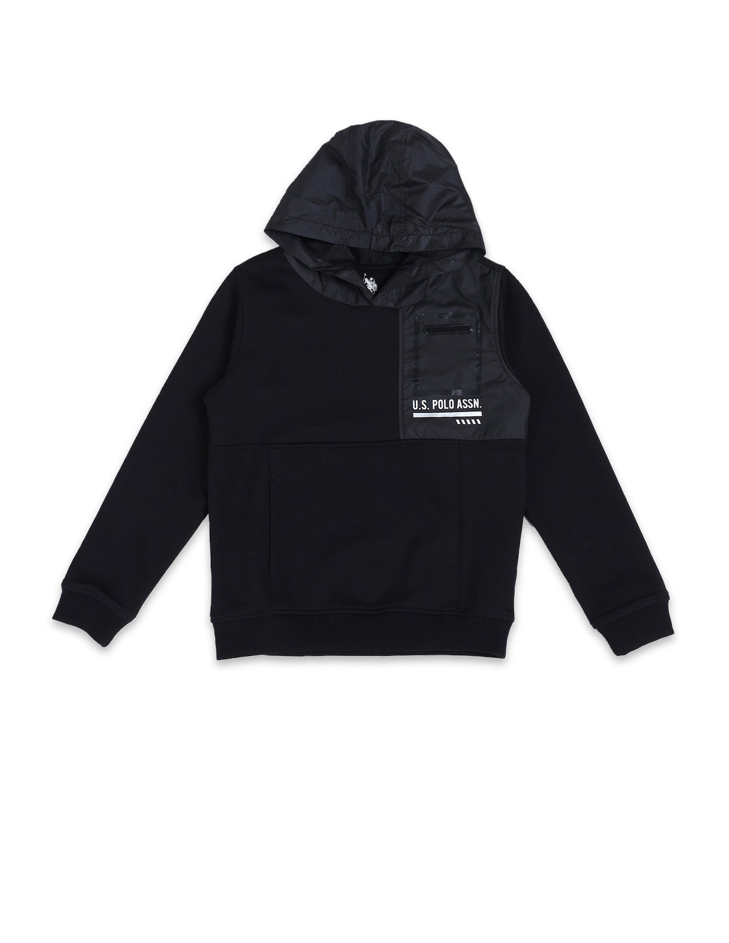 Boys Solid Hooded Sweatshirt Black - U.S. POLO ASSN. | Large
