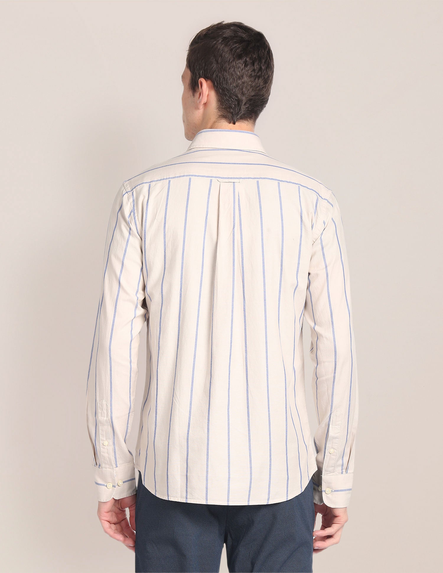 Cutaway Collar Vertical Stripe Shirt