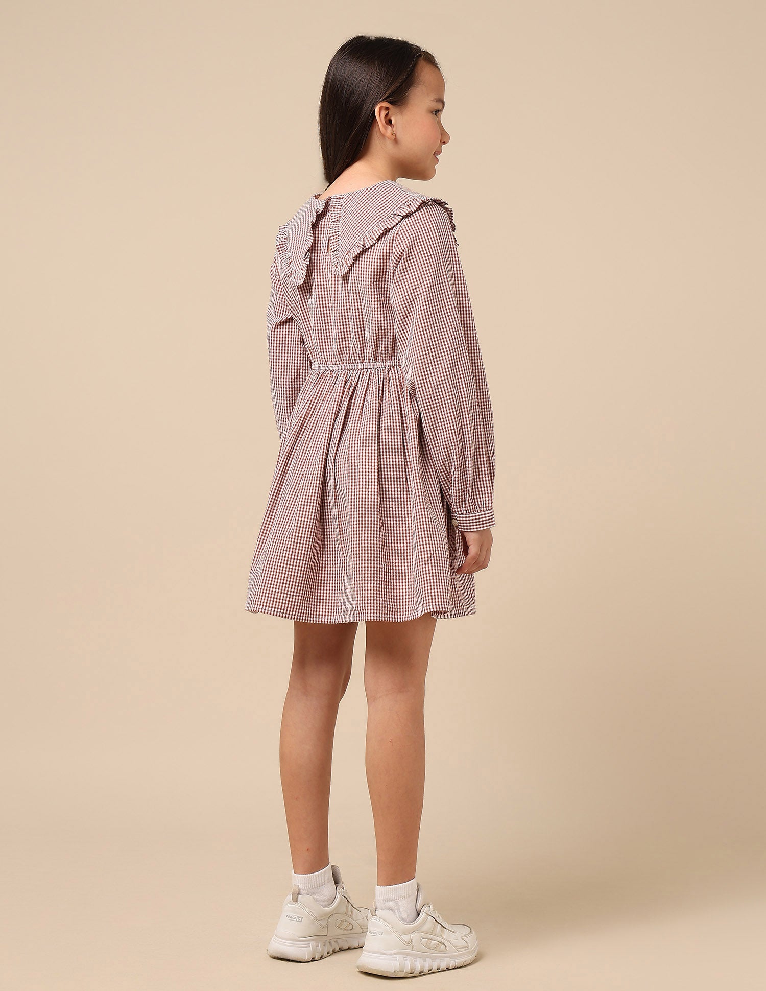 Girls Checked A-Line Dress Brown - U.S. POLO ASSN. | Large