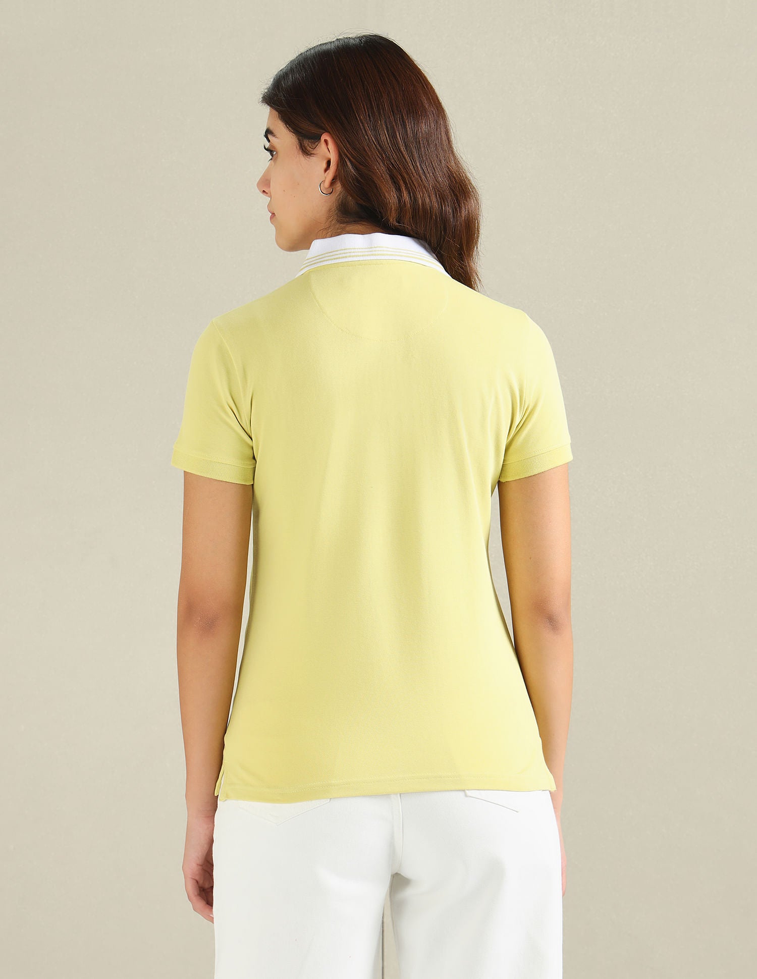 Striped Collar Pique Polo Shirt Yellow - U.S. Polo Assn. India | Large