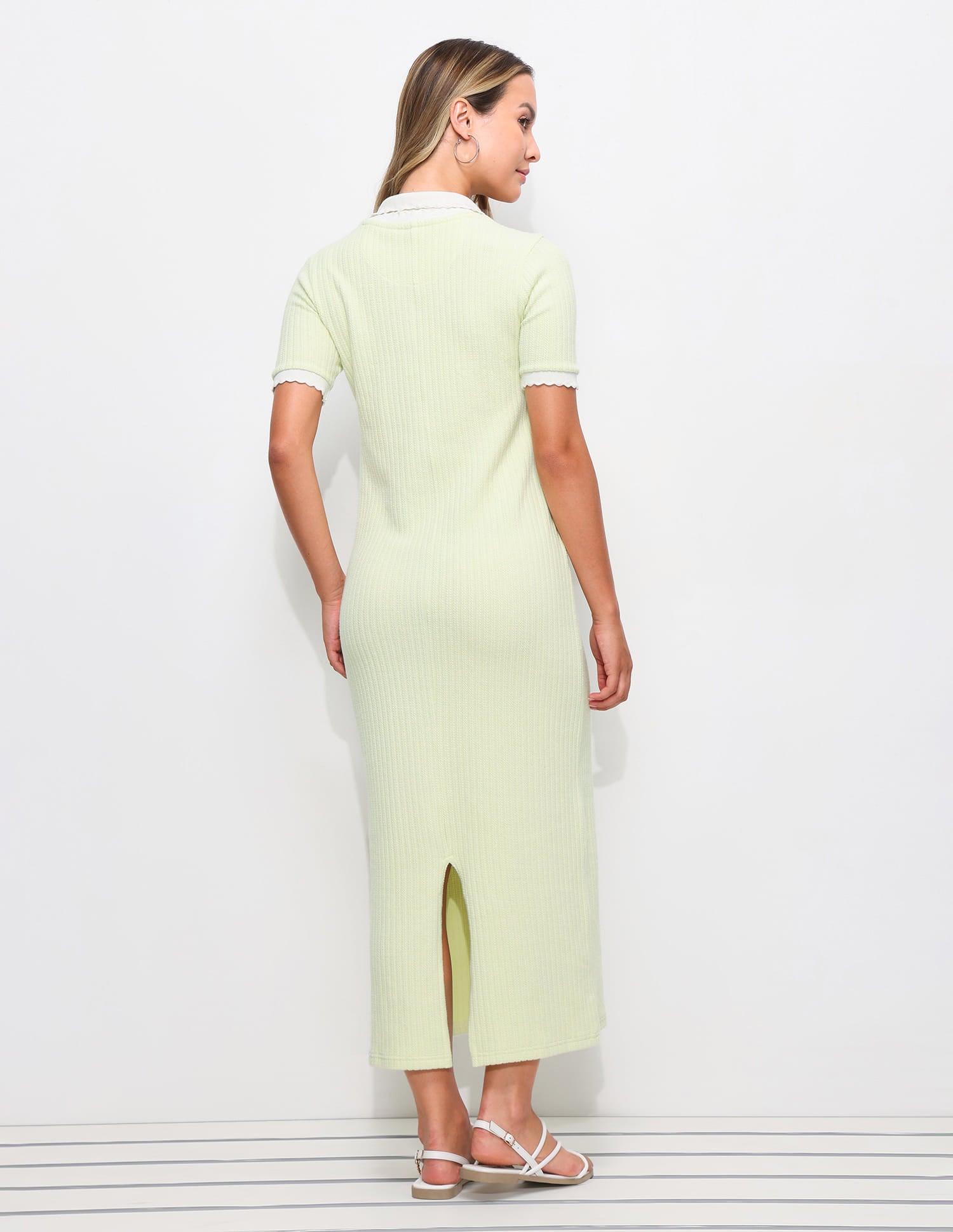 Textured Scalloped Collar Dress Green - U.S. Polo Assn. India | Large