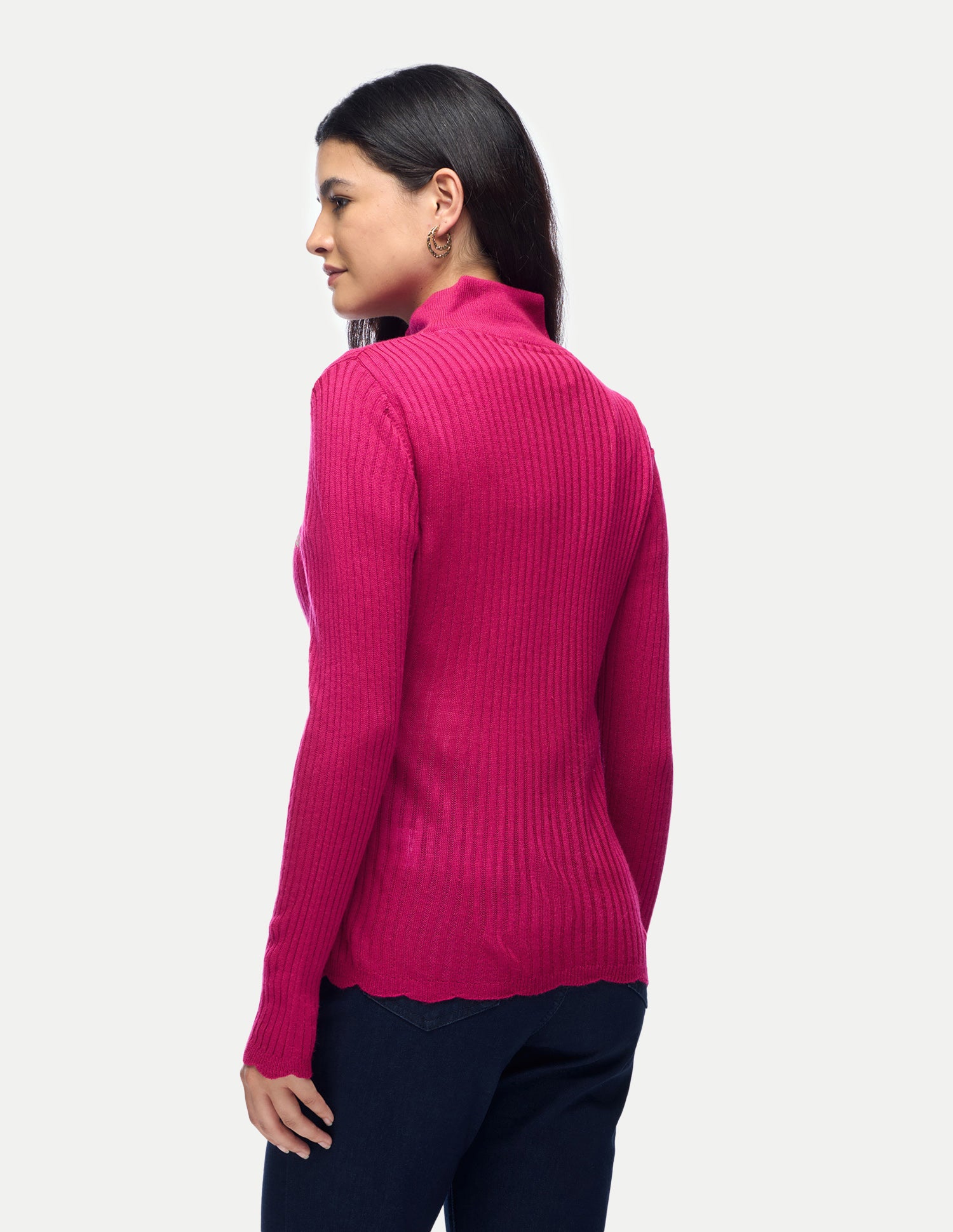 Patterned Knit Slim Fit Zipper Sweater Pink - U.S. Polo Assn. India | Large