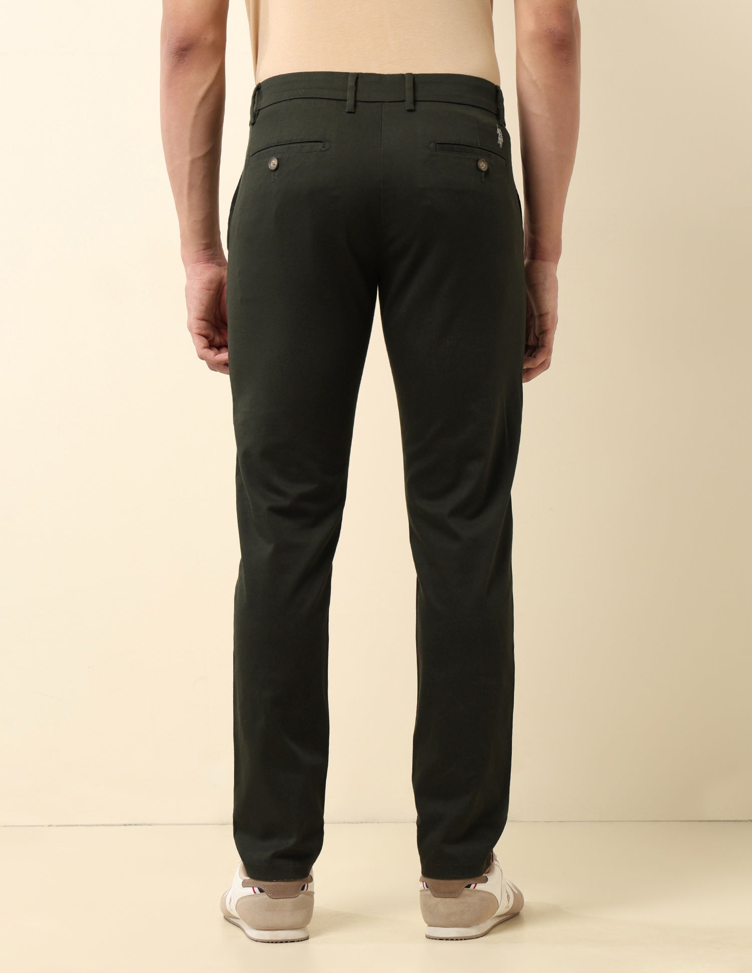 Textured Twill Trousers Olive - U.S. Polo Assn. India | Large
