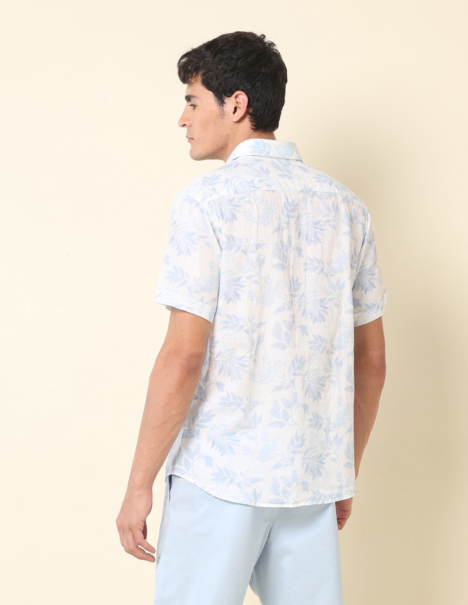 Tropical Printed Tailored Fit Shirt Light Blue - U.S. Polo Assn. India | Large