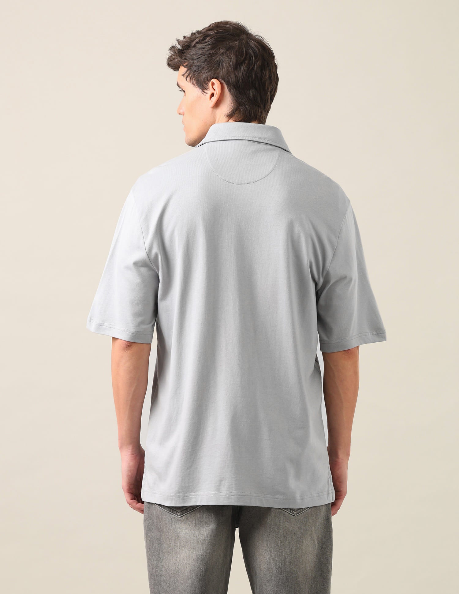 Graphic Brand Printed Knitted Shirt Grey - U.S. Polo Assn. India | Large