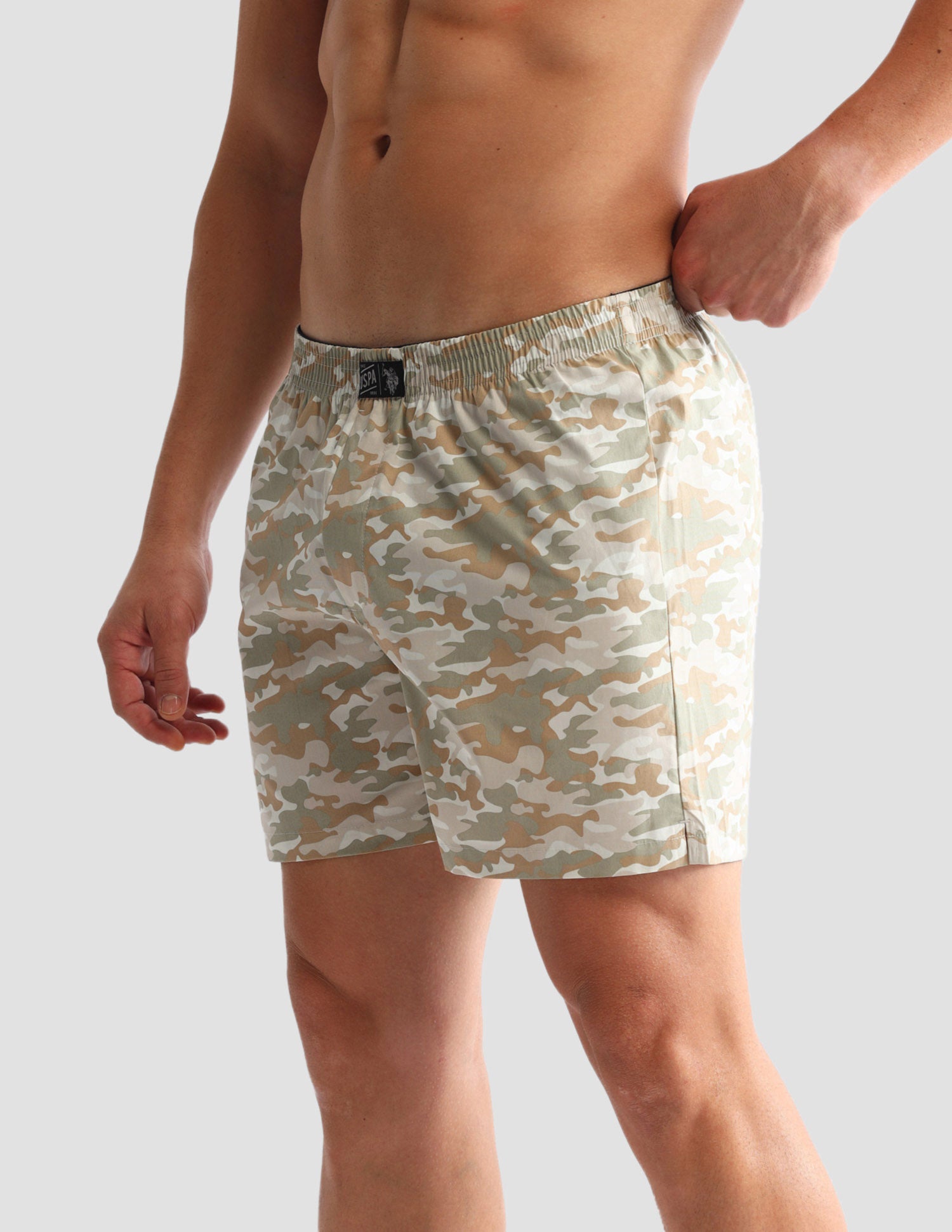 Camouflage Printed Cotton OEX10 Boxers - Pack Of 2 Beige Camo and Beige - U.S. POLO ASSN. | Large