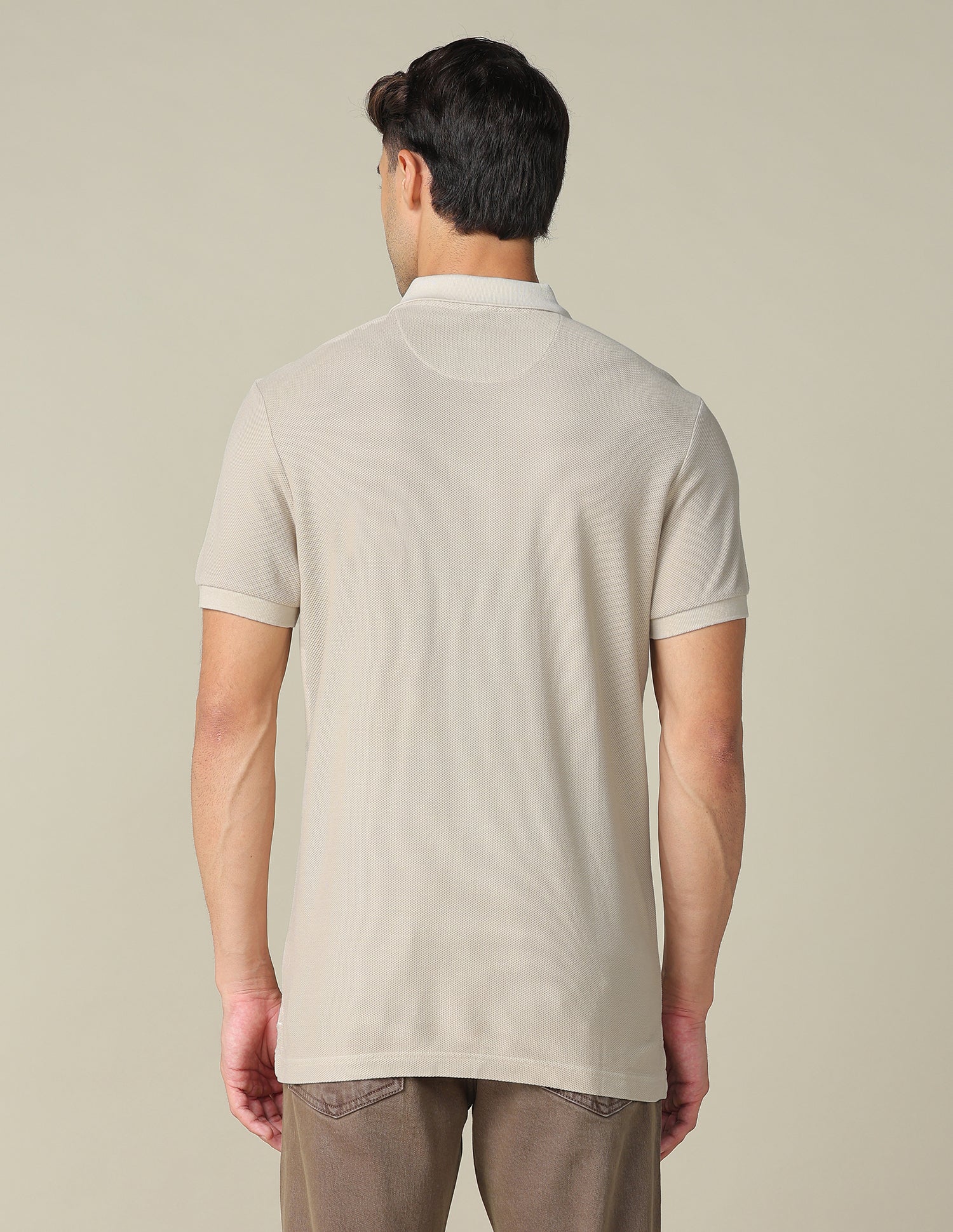 Pure Cotton Muscle Fit Polo Shirt Beige - U.S. POLO ASSN. | Large