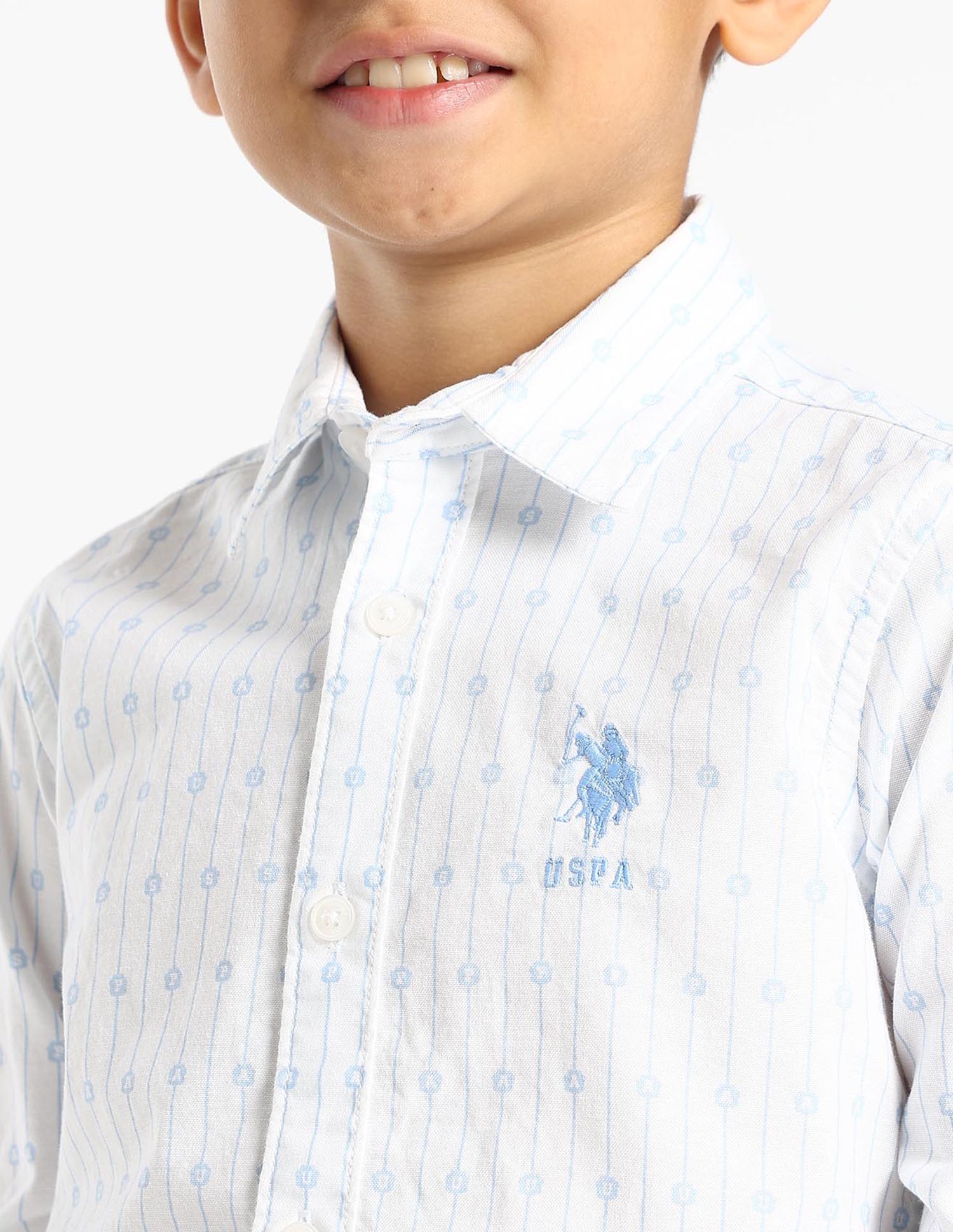 Boys Vertical Striped Oxford Shirt White - U.S. POLO ASSN. | Large