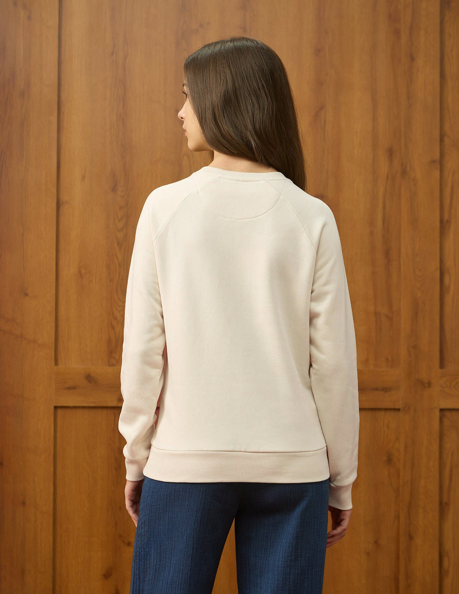 Raglan Fit Brand Printed Sweatshirt Ecru - U.S. Polo Assn. India | Large