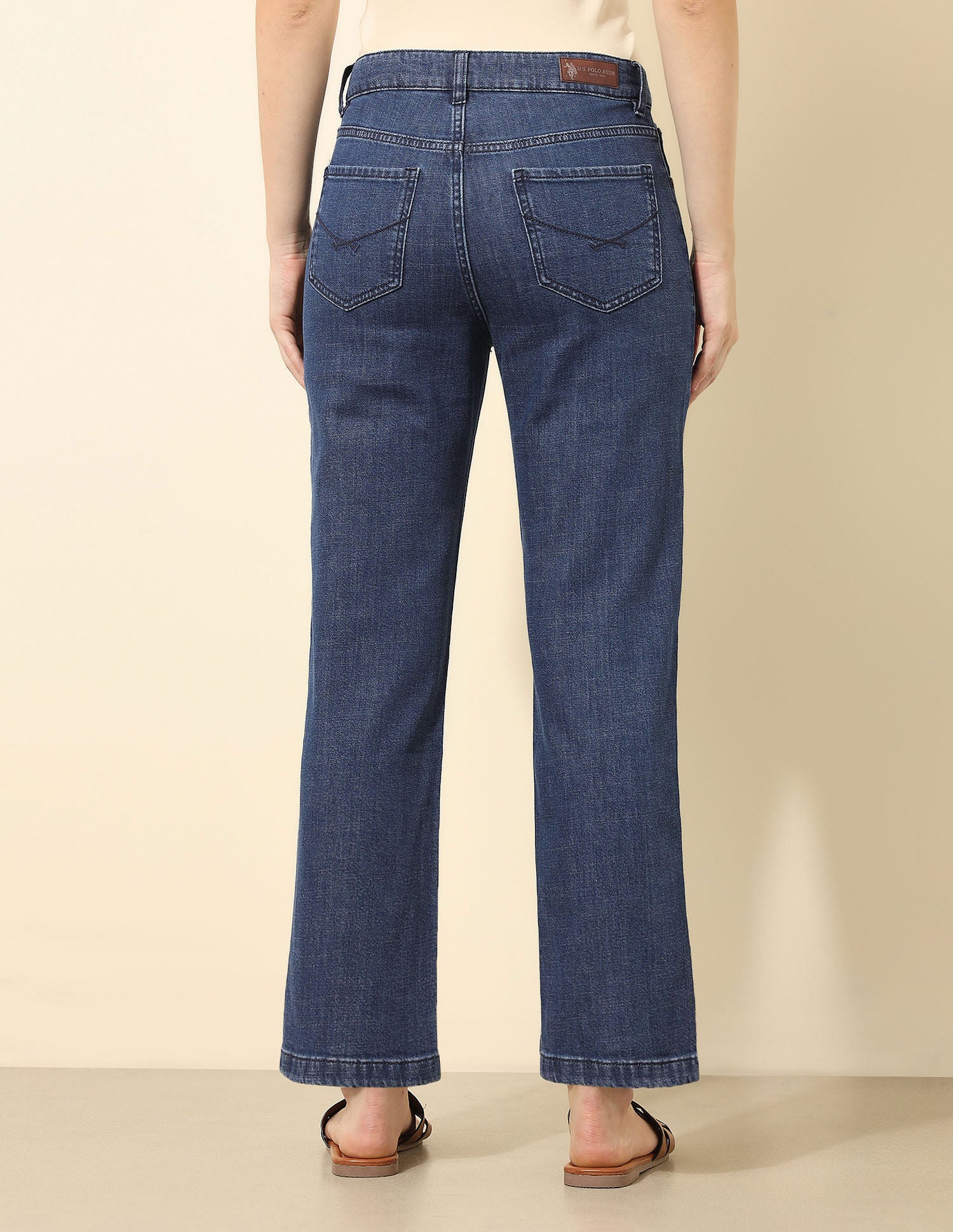 High Rise Straight Fit Jeans Dark Blue - U.S. Polo Assn. India | Large