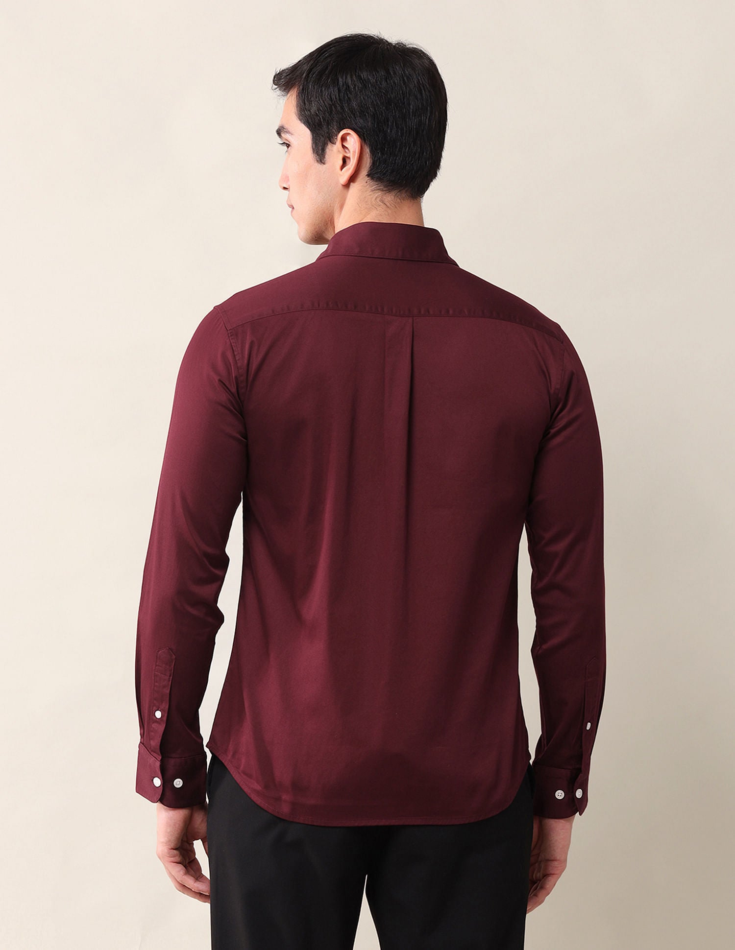 Tailored Fit Twill Solid Shirt Maroon - U.S. Polo Assn. India | Large