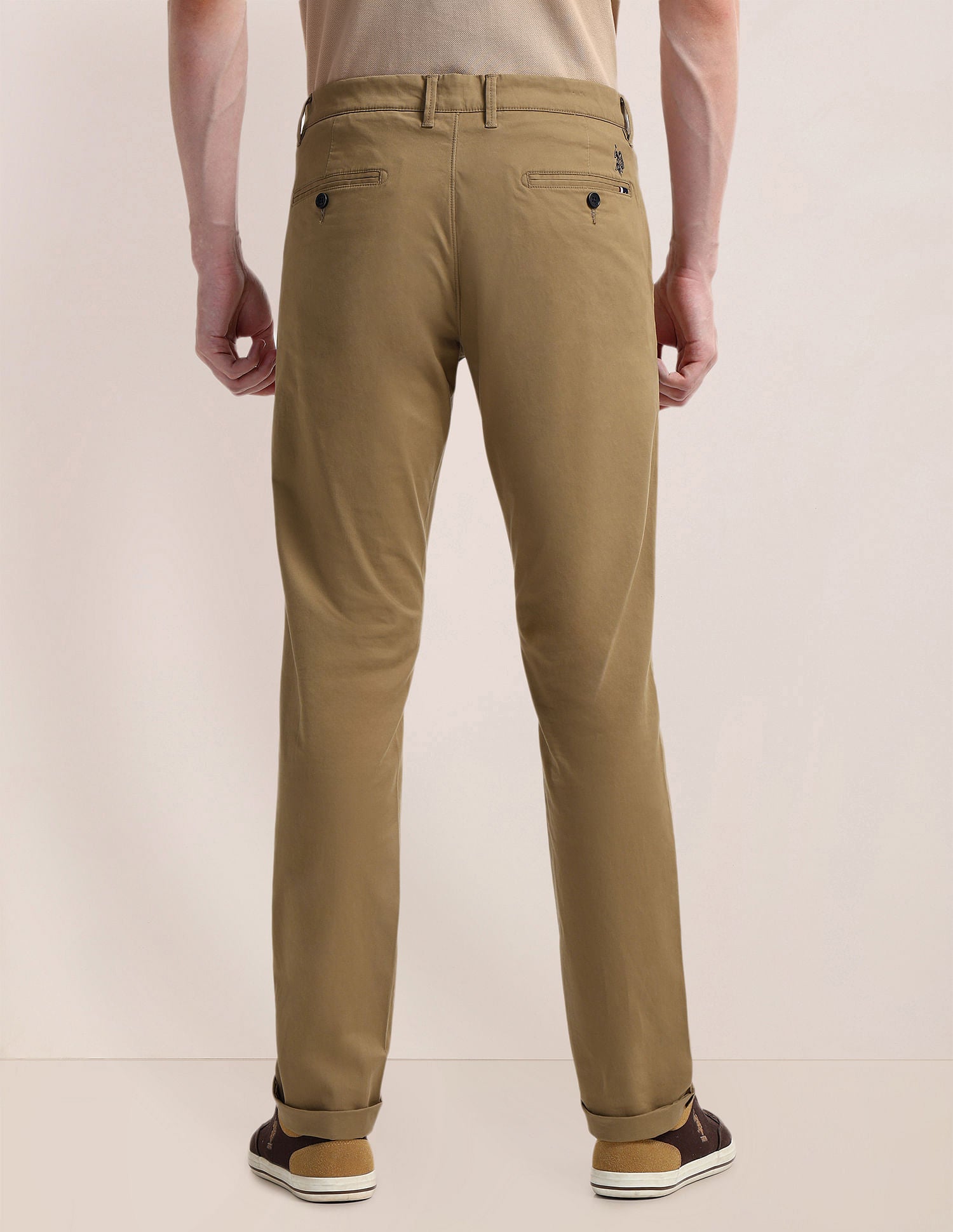 Solid Denver Slim Fit Trousers Khaki - U.S. POLO ASSN. | Large