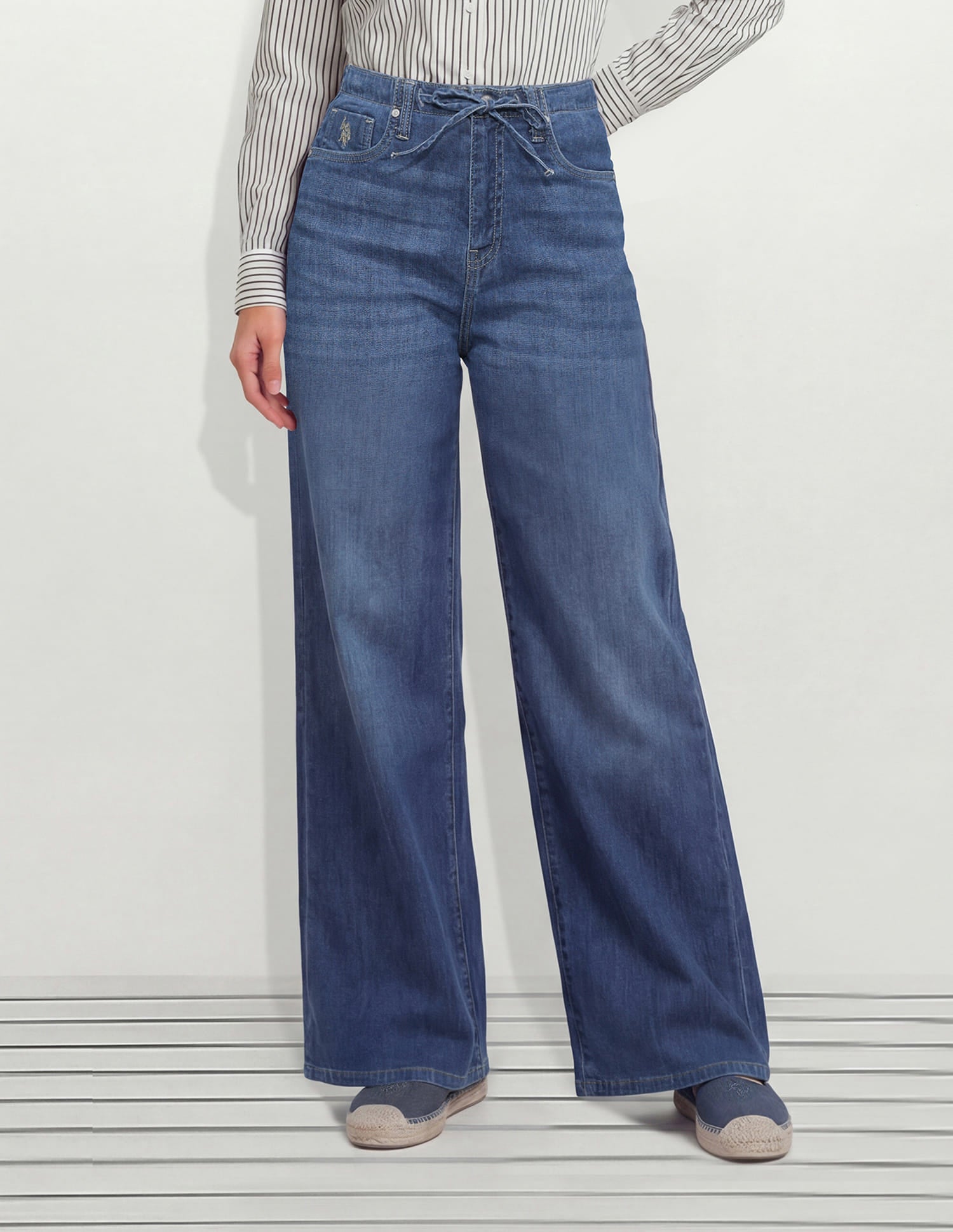 High Rise Wide Leg Fit Jeans Blue - U.S. Polo Assn. India | Large