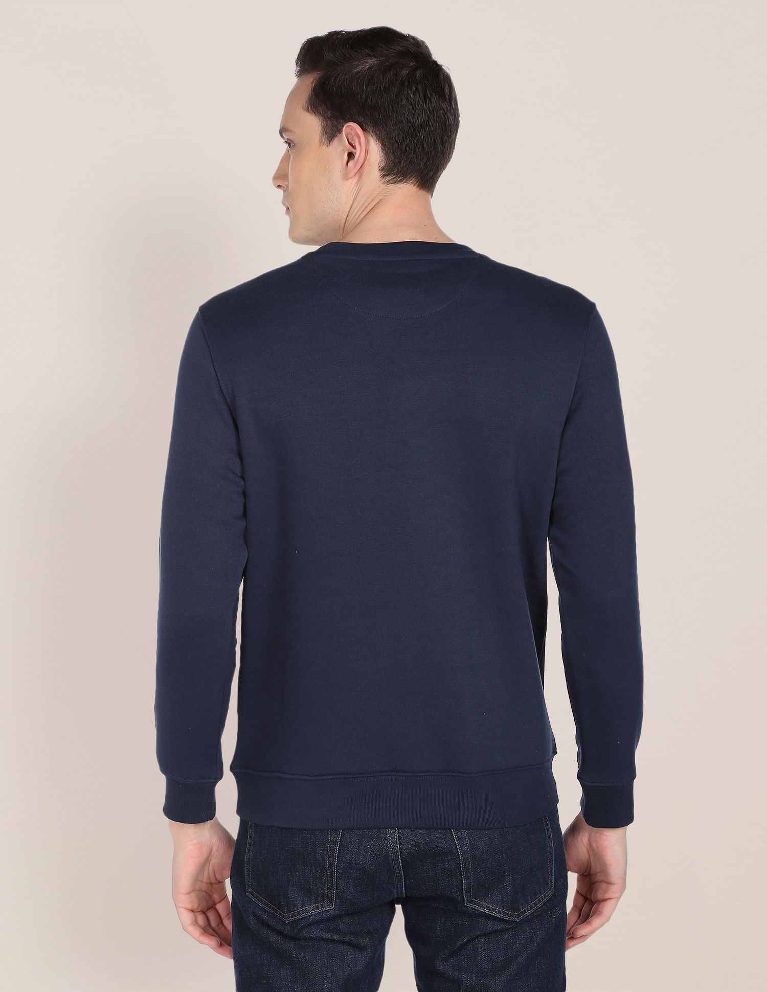 Crew Neck Printed Logo Sweatshirt Navy - U.S. POLO ASSN. | Large