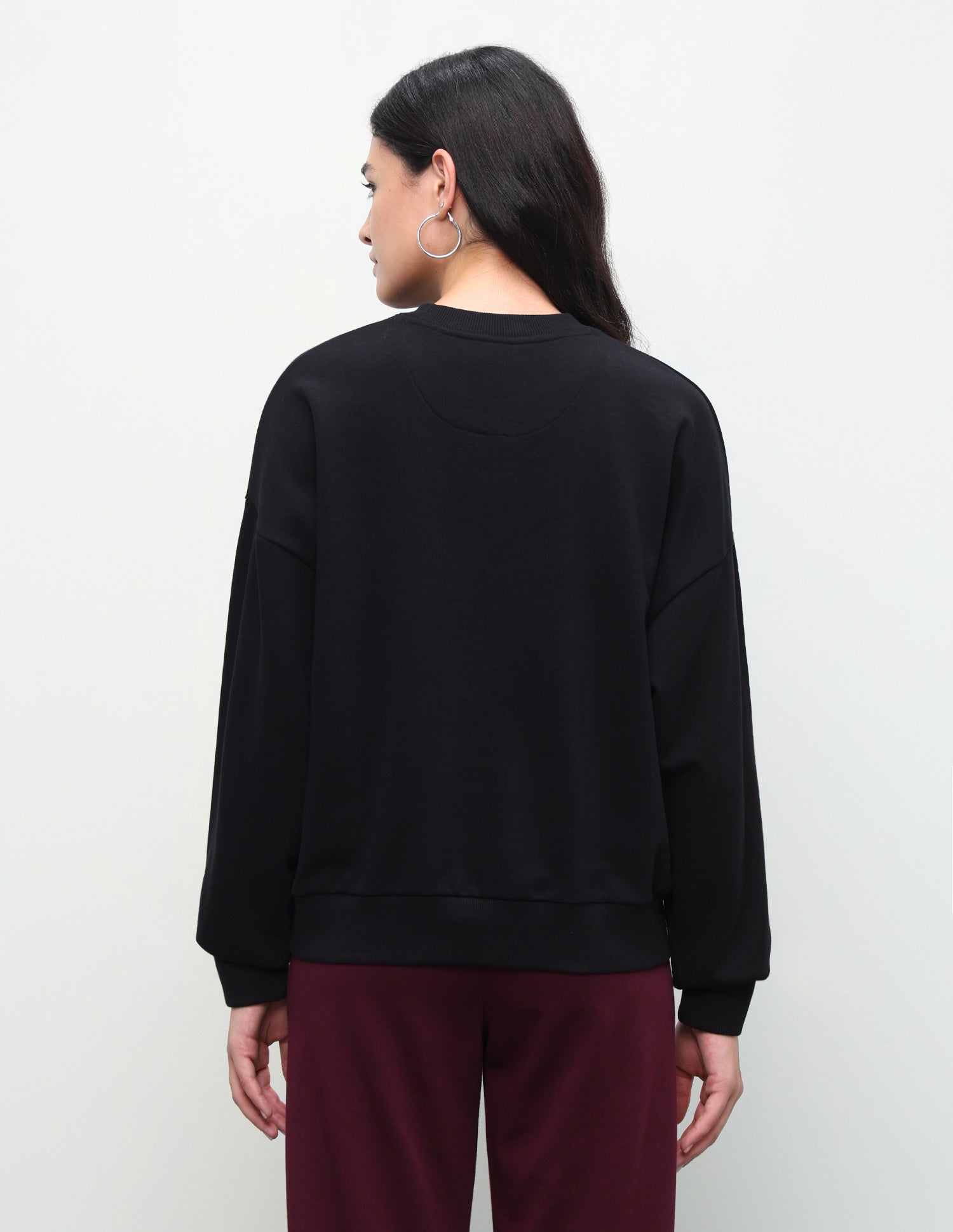 Typographic Brand Printed Oversized Fit Sweatshirt Black - U.S. Polo Assn. India | Large