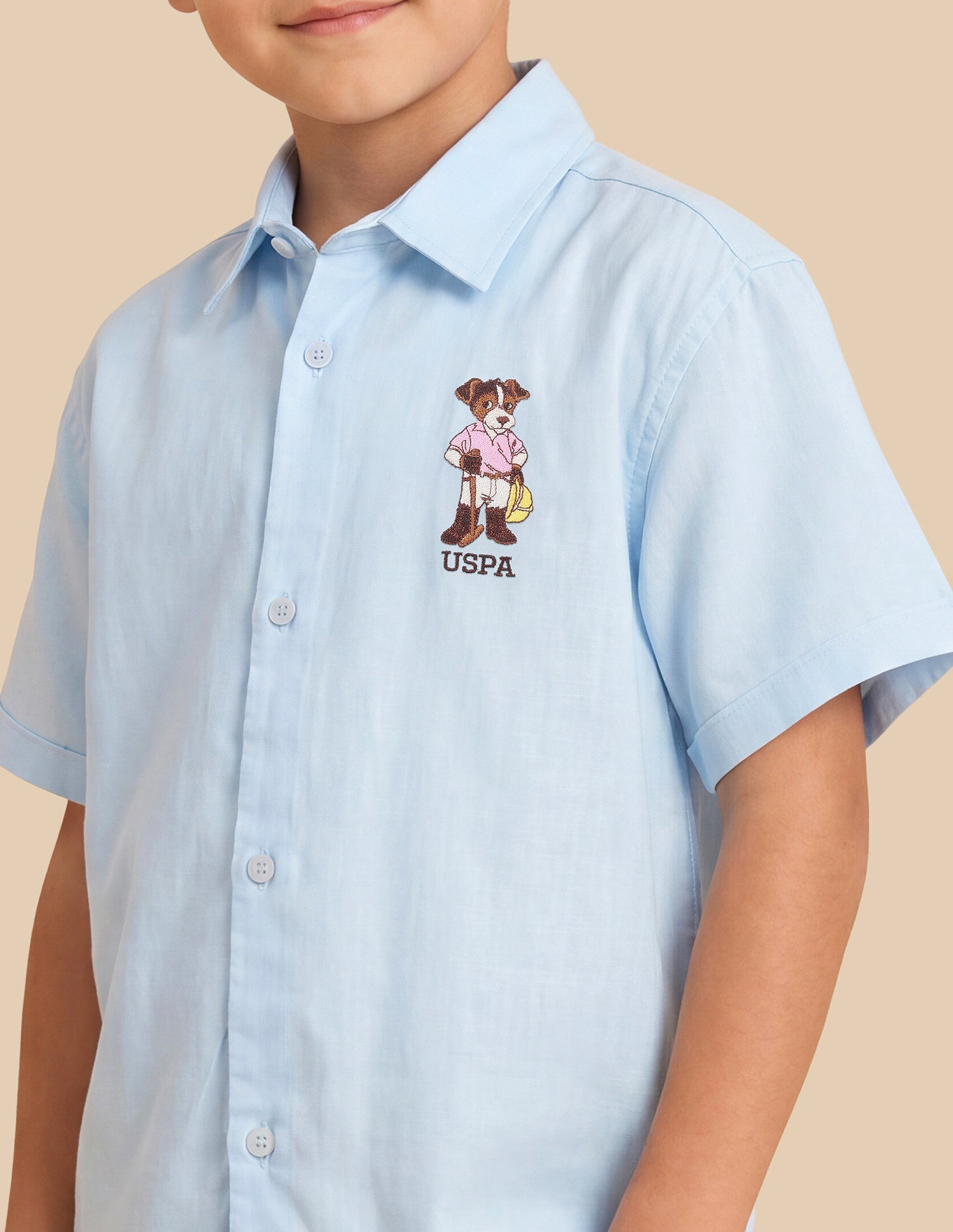 Boxy Fit Solid Shirt Light Blue - U.S. Polo Assn. India | Large