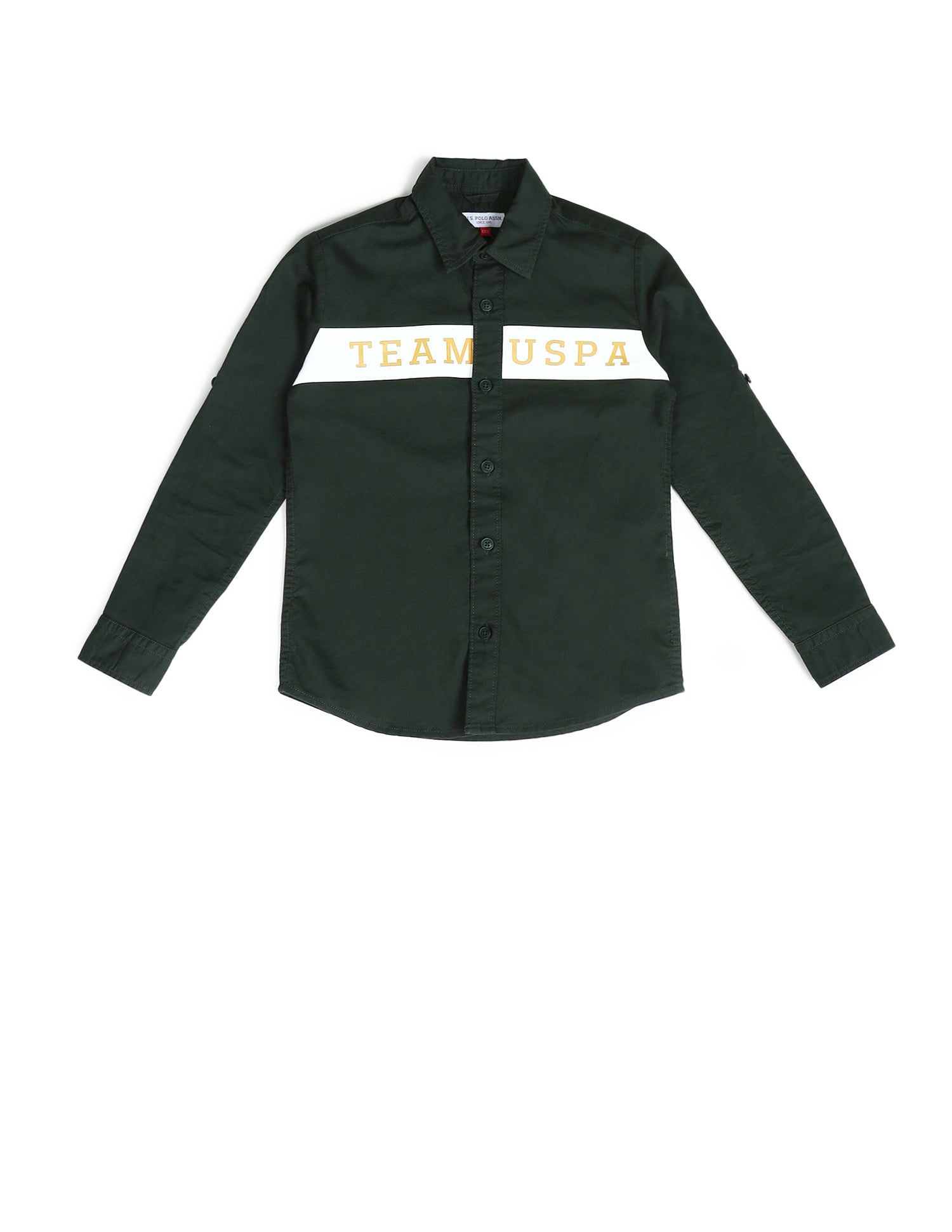 Boys Brand Printed Regular Fit Shirt Dark Green - U.S. POLO ASSN. | Large