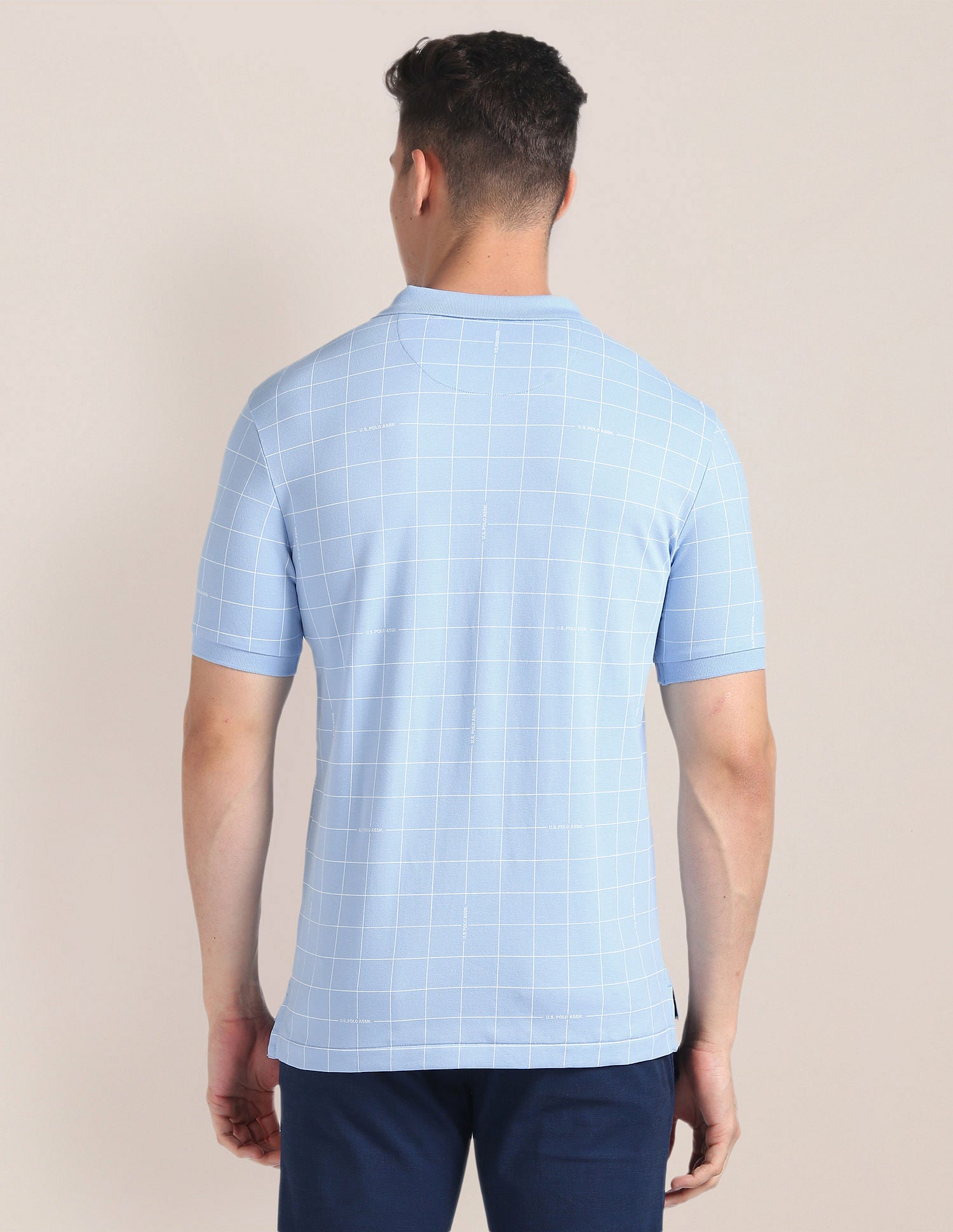 Graph Check Slim Polo Shirt Light Blue - U.S. Polo Assn. India | Large