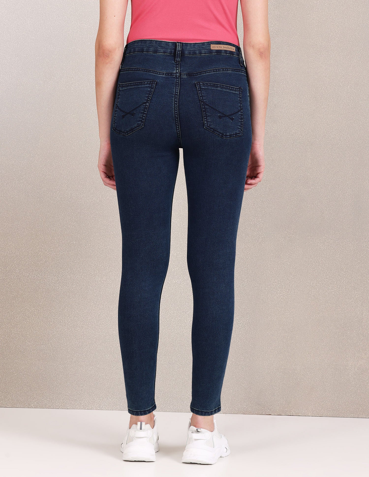 High Rise Stone Wash Jeans Blue - U.S. POLO ASSN. | Large