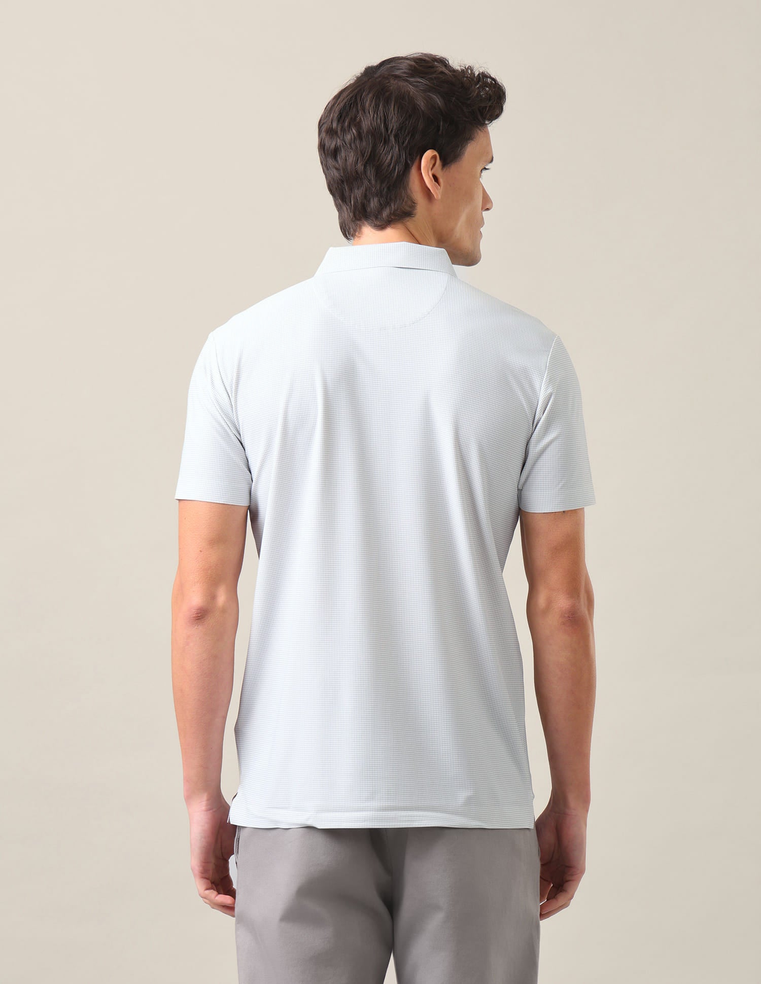 Houndstooth Checked Slim Fit Polo Shirt Light Grey - U.S. Polo Assn. India | Large