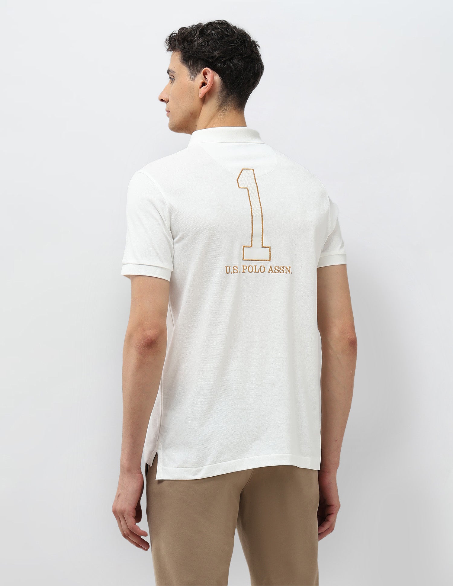 Numeric Brand Embroidered Polo Shirt Off White - U.S. POLO ASSN. | Large