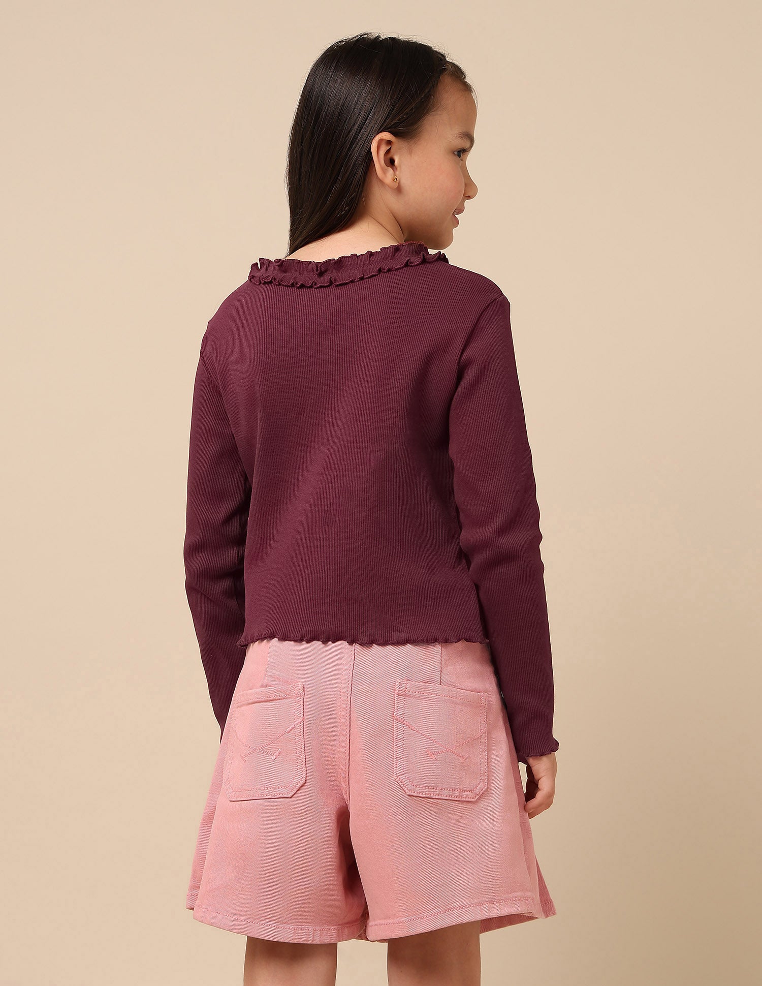 Girls Textured Slim Fit Top Burgundy - U.S. POLO ASSN. | Large