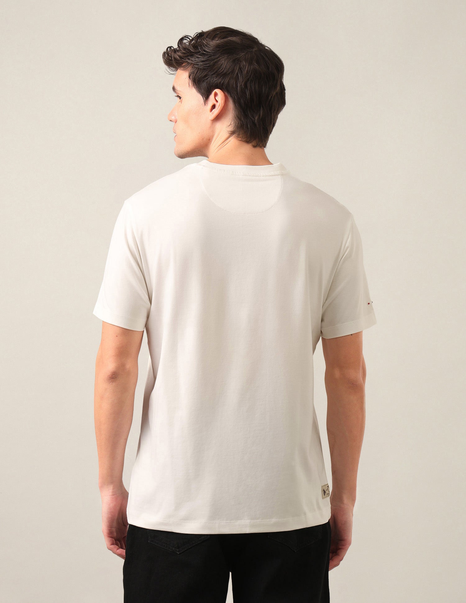 Graphic Brand Printed Slim Fit T-Shirt Ivory - U.S. Polo Assn. India | Large