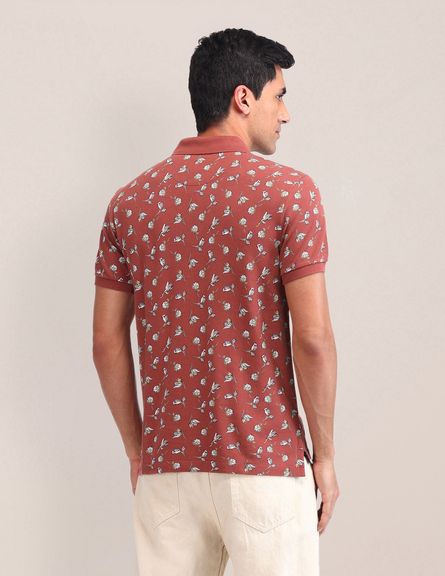 Floral Pattern Slim Fit Polo Shirt Maroon - U.S. Polo Assn. India | Large